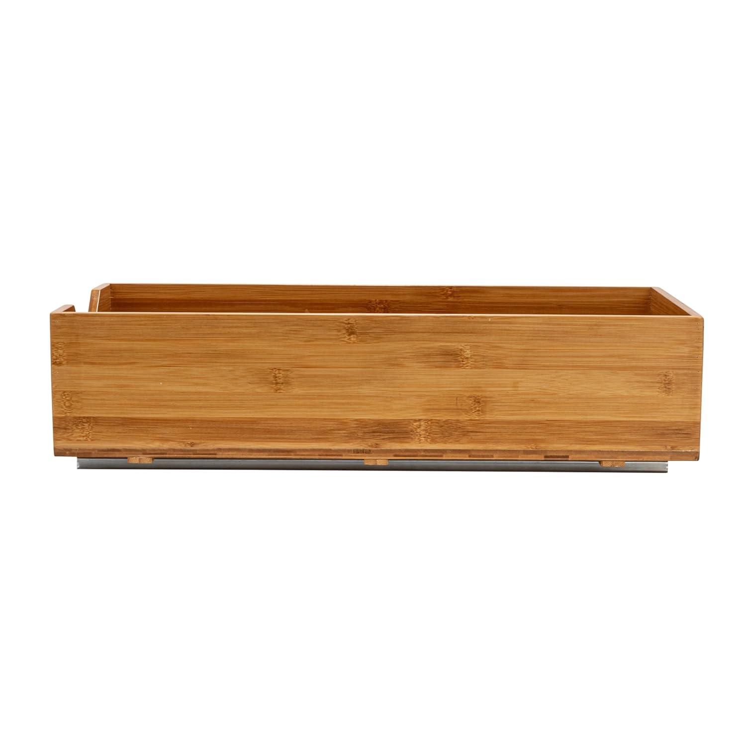 Glidez Bamboo and Steel Pull-Out/Slide-Out Storage Organizer for Under Cabinet Use - 1-Tier Design - Natural