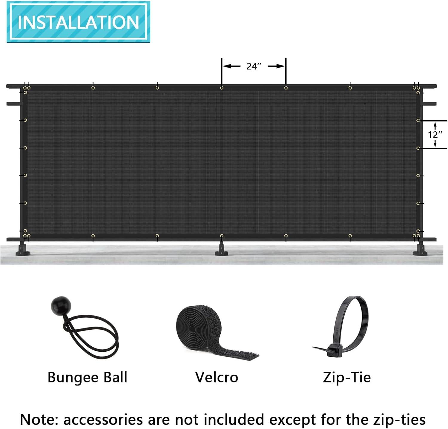 ShadeMart 6' x 12' Black Fence Privacy Screen Windscreen Cover Shade Fabric Cloth, 90% Visibility Blockage, with Grommets, Heavy Duty Commercial Grade, Zip Ties Included - (We Make Custom Size)