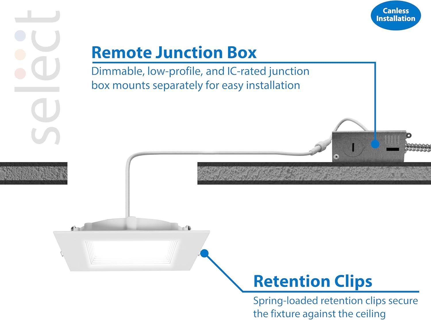 RELS 6'' Selectable Color Temperature Dimmable Air-Tight IC Rated LED Canless Recessed Lighting Kit