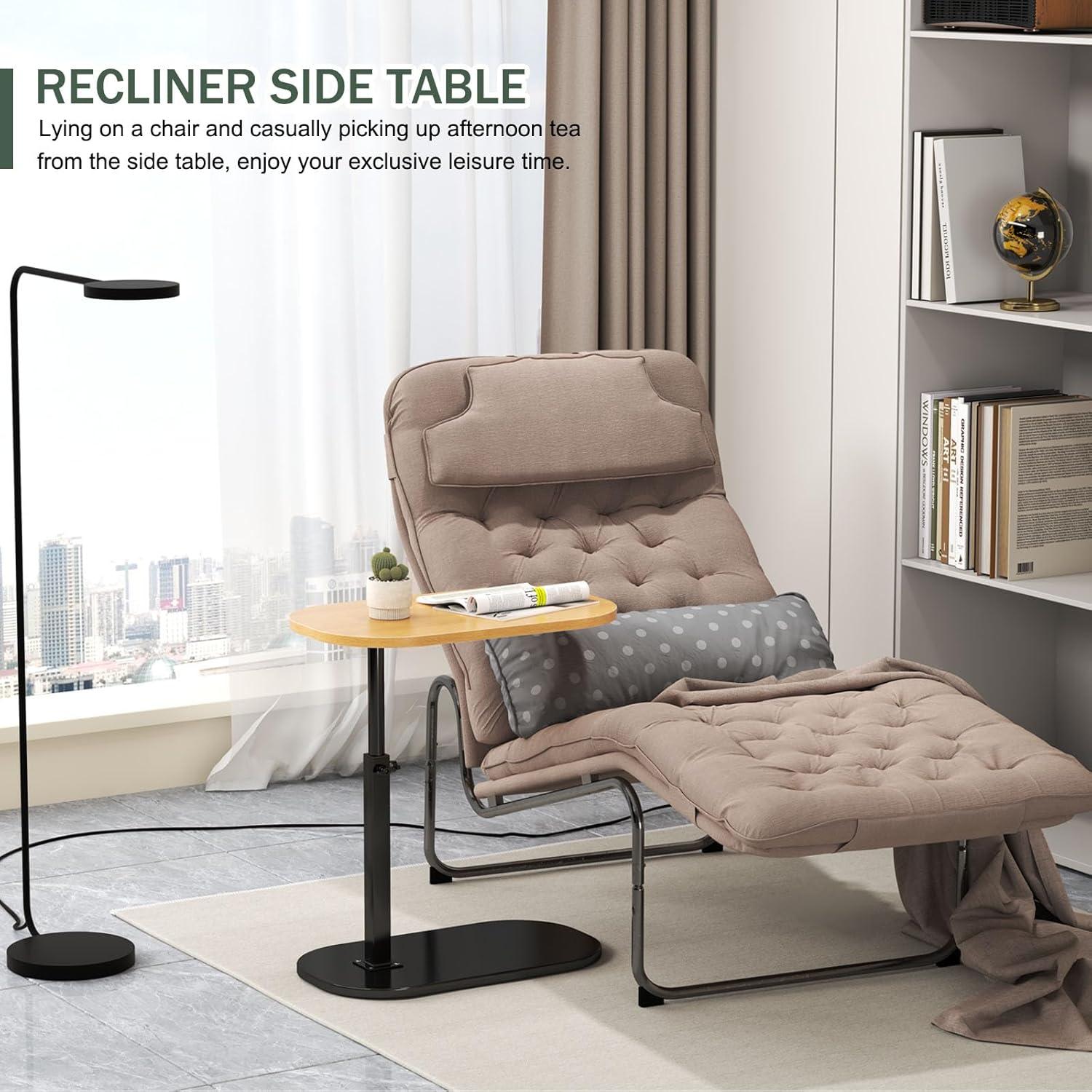 17 Stories C Shaped Side Table,Adjustable Height C Table End Table For Couch,360°Swivel Couch Side Tables Slide Laptop Desk For Sofa/Bed/Bathtub/Rotating Tabletop