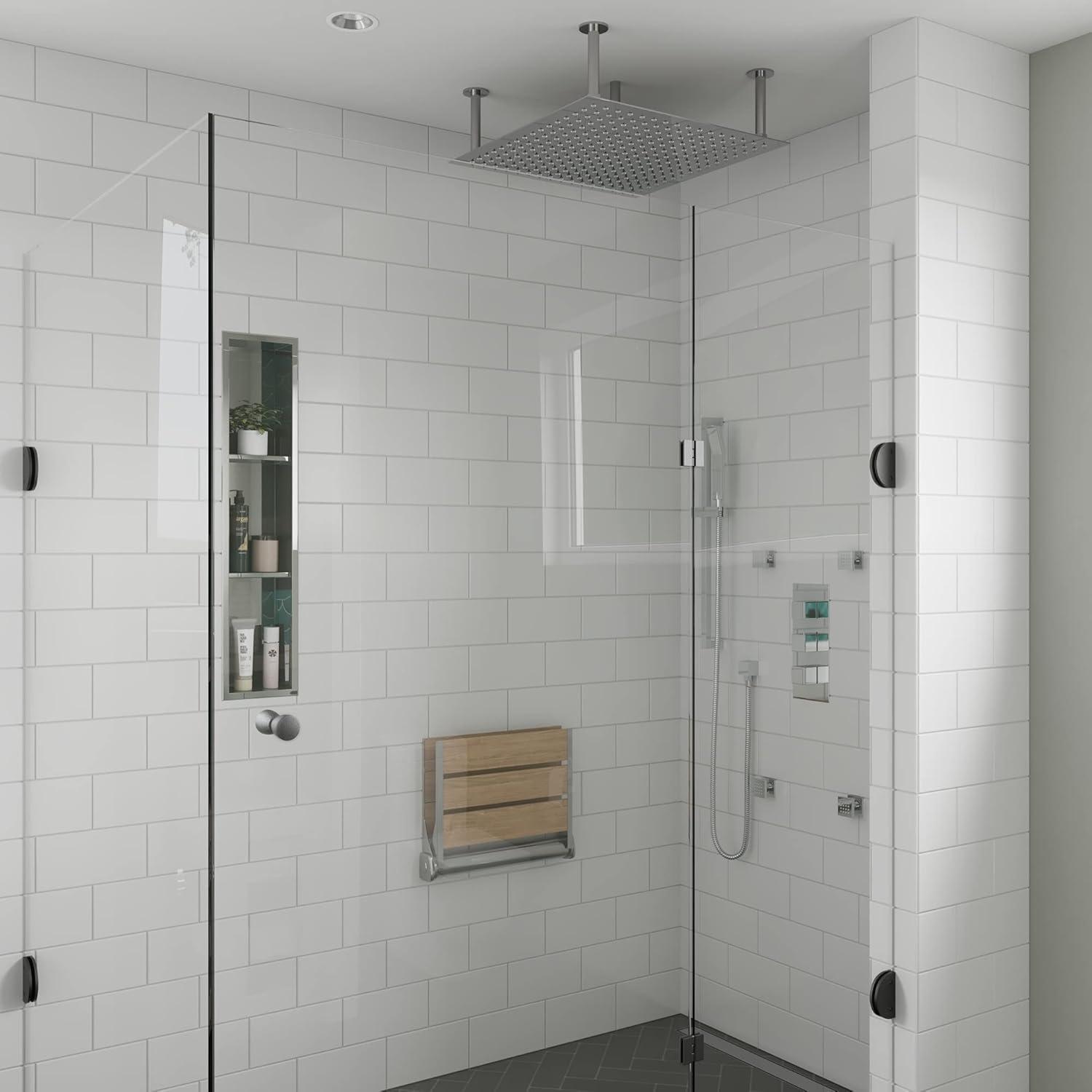 Polished Chrome Square Adjustable Shower Body Spray