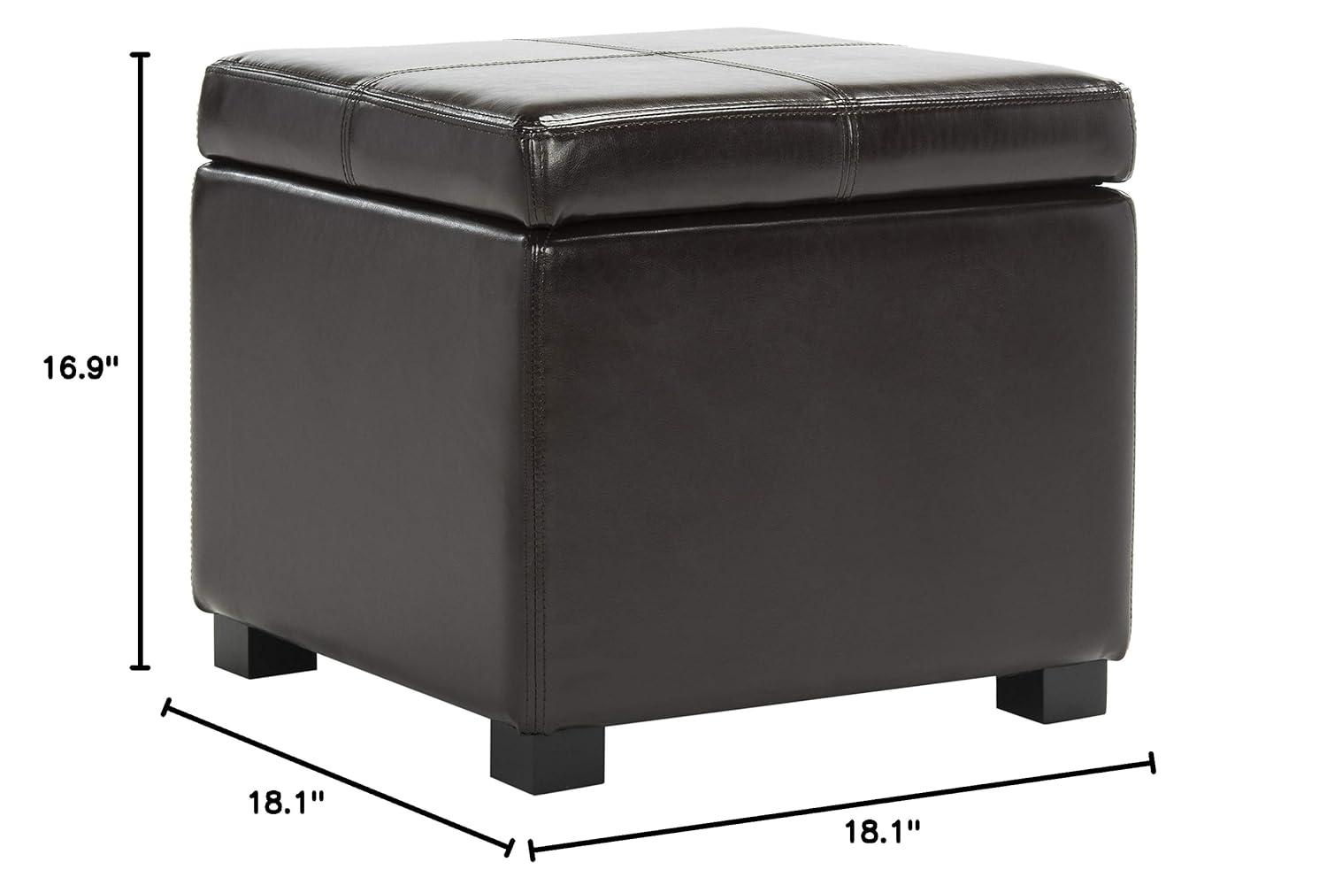 Safavieh Hudson Collection Williamsburg Brown Leather Square Storage Ottoman
