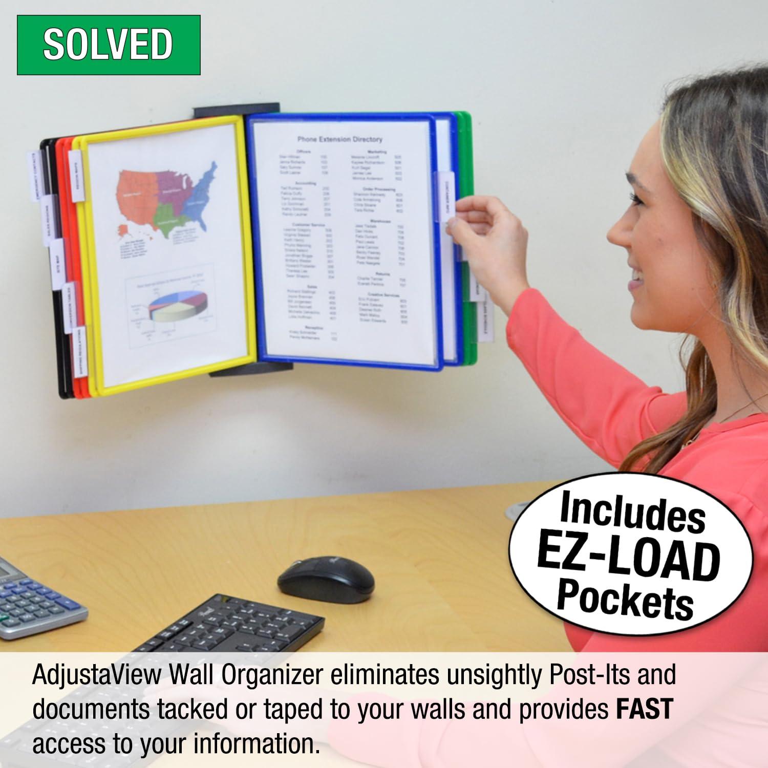 Ultimate Office AdjustaView™ 10-Pocket Wall Reference Organizer with Easy-Load Pockets and Mounting Screws