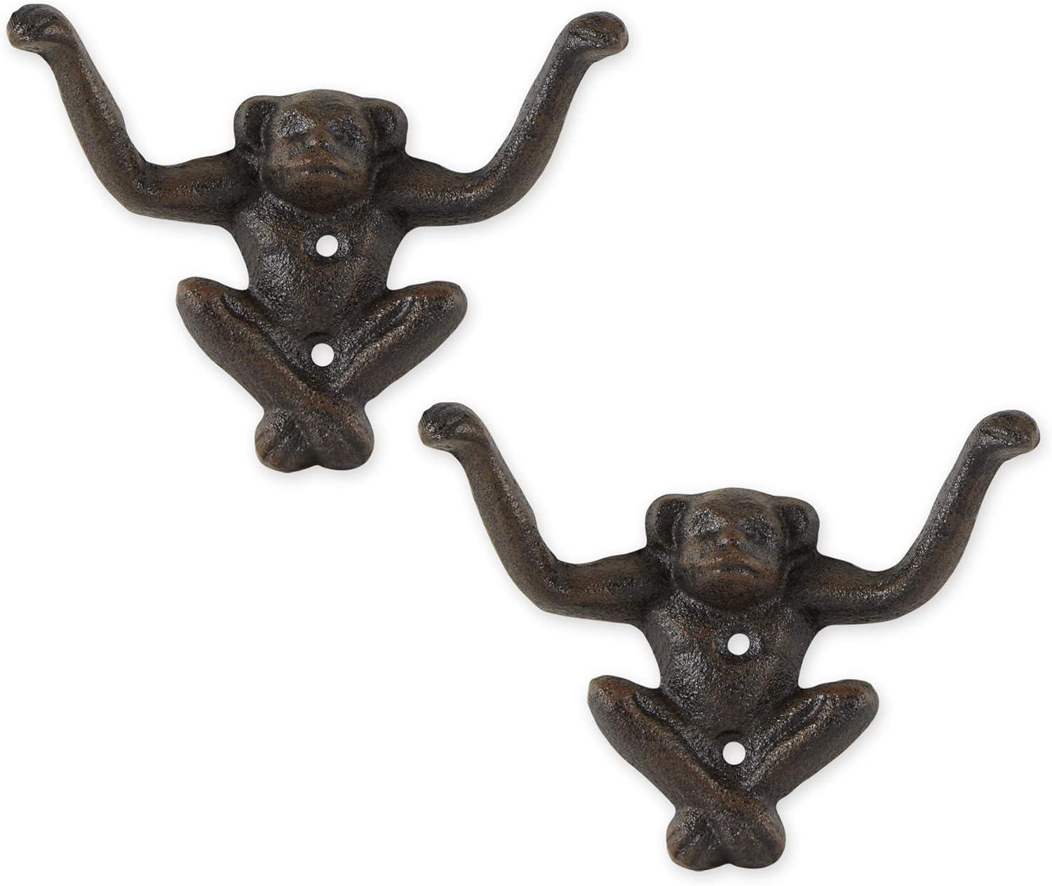 DII Cast Iron Collection Decorative Wall Hook Set, Monkey, 2 Count