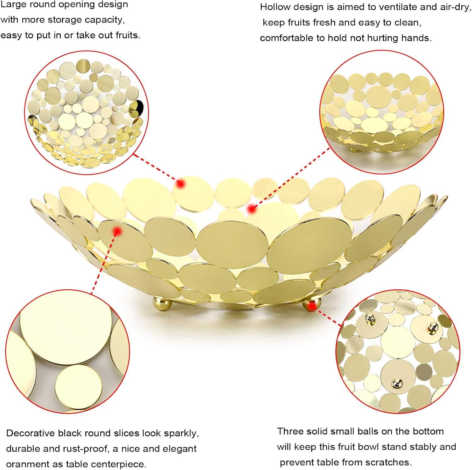 Metal Fruit Bowl Basket Creative Table Centerpiece Fruit Stand Decorative Countertop Fruit Holder for Kitchen Counter, Iron Large Fruit Plate Round Storage Tray for Bread Snacks Candy (White)