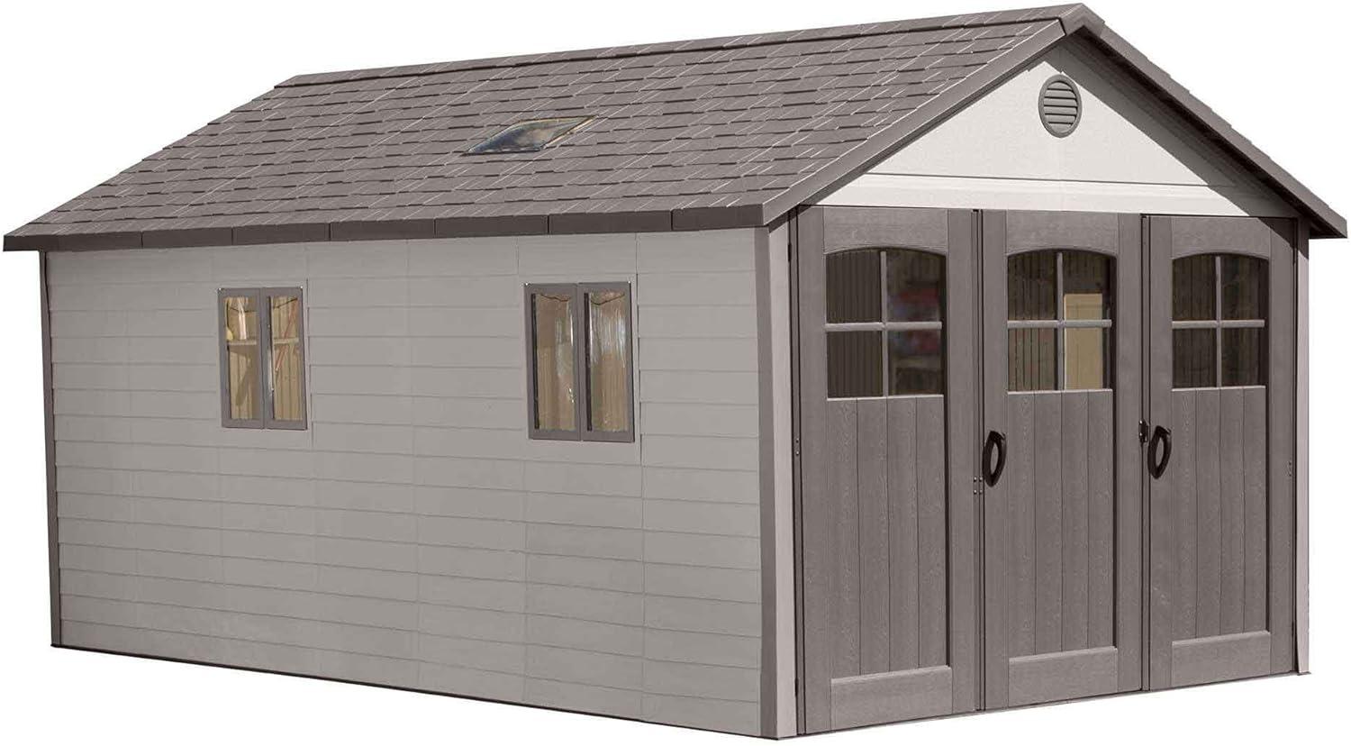 Lifetime 11' x 18.5' Gray and Brown Outdoor Storage Shed