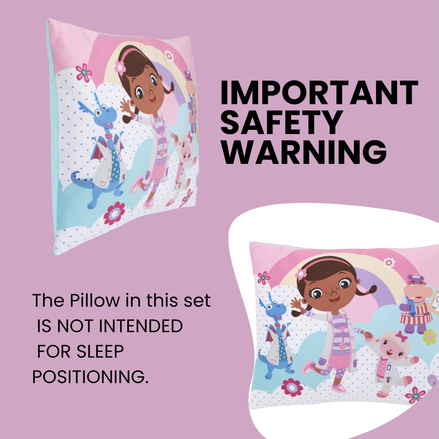 Disney NoJo Disney Doc McStuffins Cuddle Team Rainbows and Clouds Super Soft Toddler Pillow