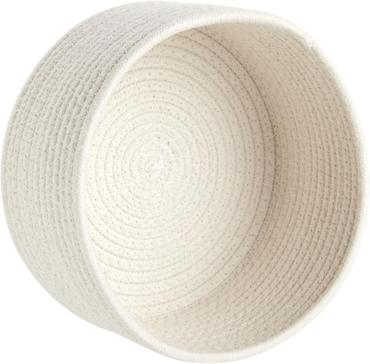 Farmlyn Creek 3-Pack Round Cotton Woven Baskets for Storage, White Home Organizers (3 Sizes)