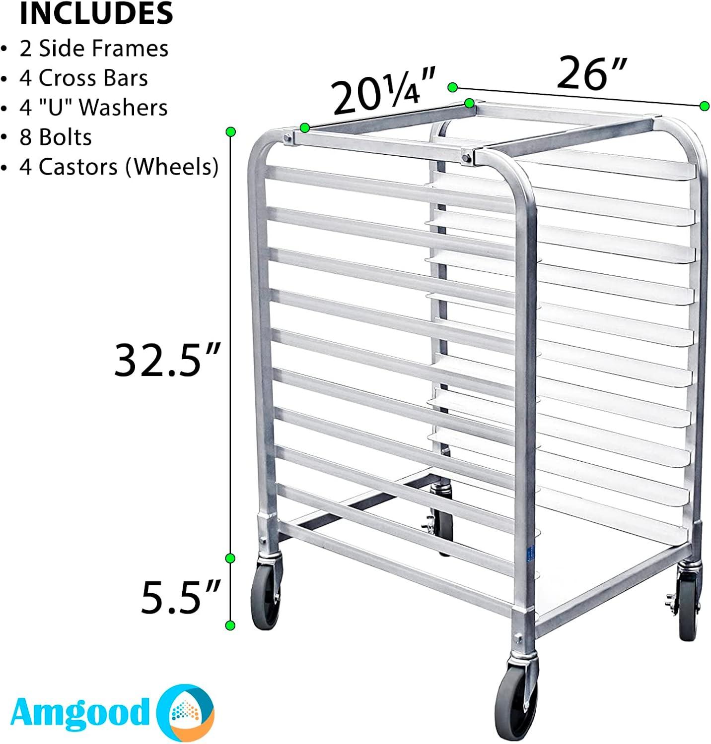 Large Silver Aluminum 10-Shelf Mobile Pan Rack