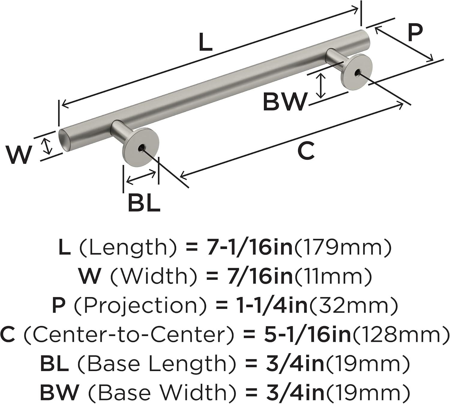 Amerock Radius 5-1/16 inch (128mm) Center-to-Center Satin Nickel Cabinet Pull