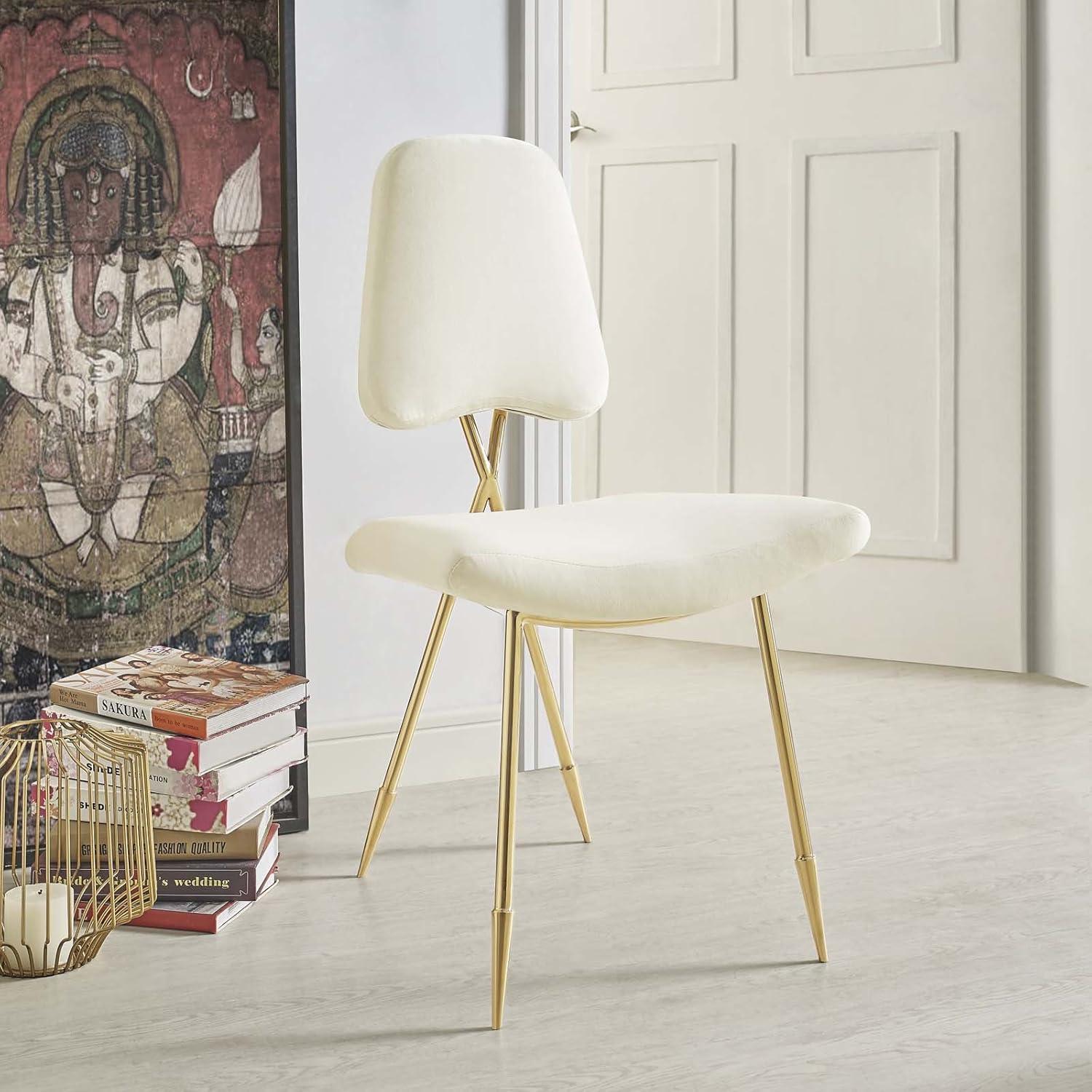 Modway Ponder Performance Velvet Dining Side Chair Ivory