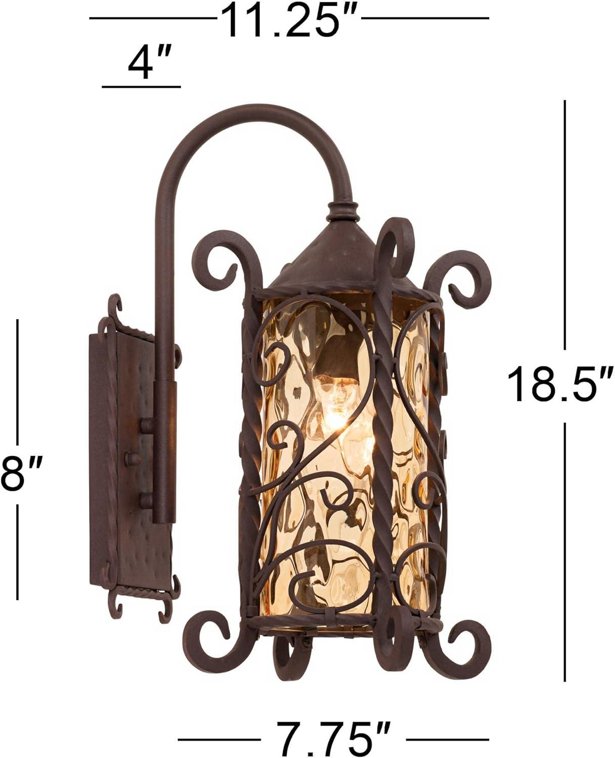 John Timberland Casa Seville Rustic Wall Light Sconce Dark Walnut Hardwire 7 3/4" Fixture Hammered Champagne Glass for Bedroom Bathroom Vanity Reading