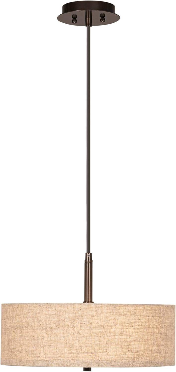 Bronze Modern 18" Drum Pendant Light with Cream Shade