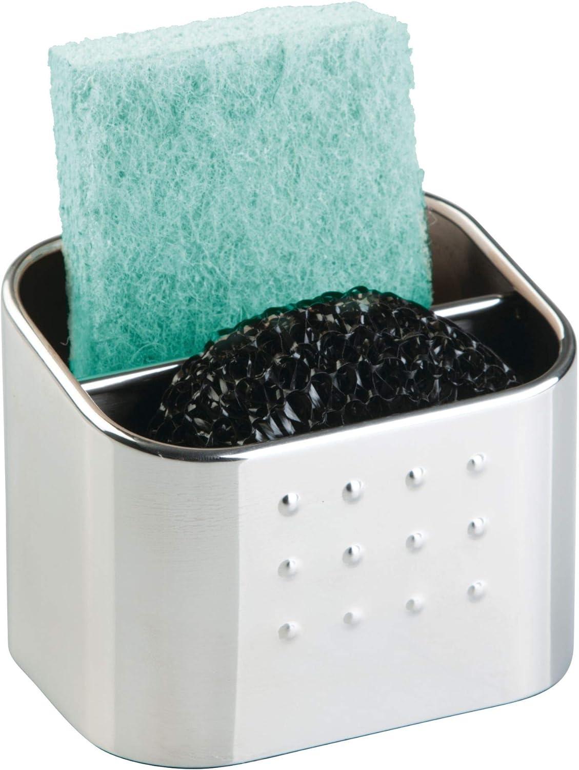 Compact Stainless Steel Sink Organizer with Sponge and Scrubber