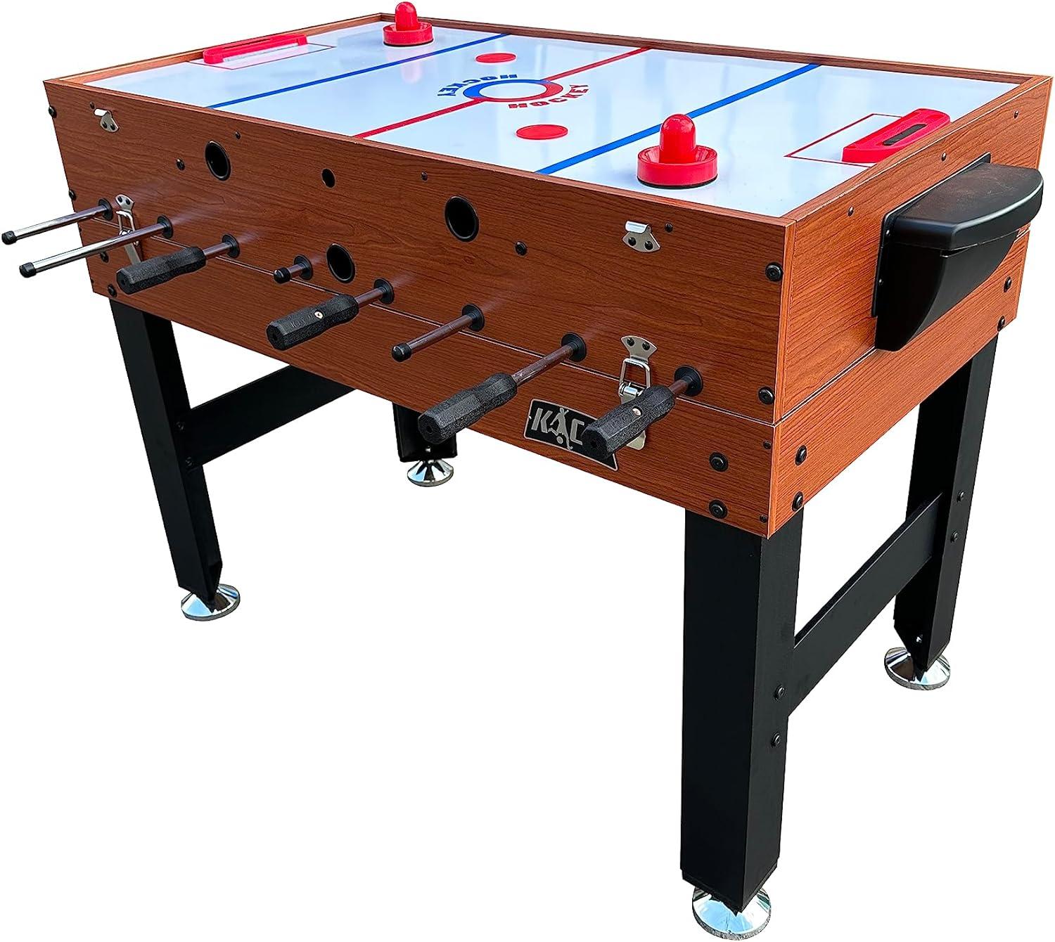 KICK Trio 48″ 3-in-1 Multi Game Table (Brown) - Game Table Set - Billiards, Air-Hockey, and Foosball