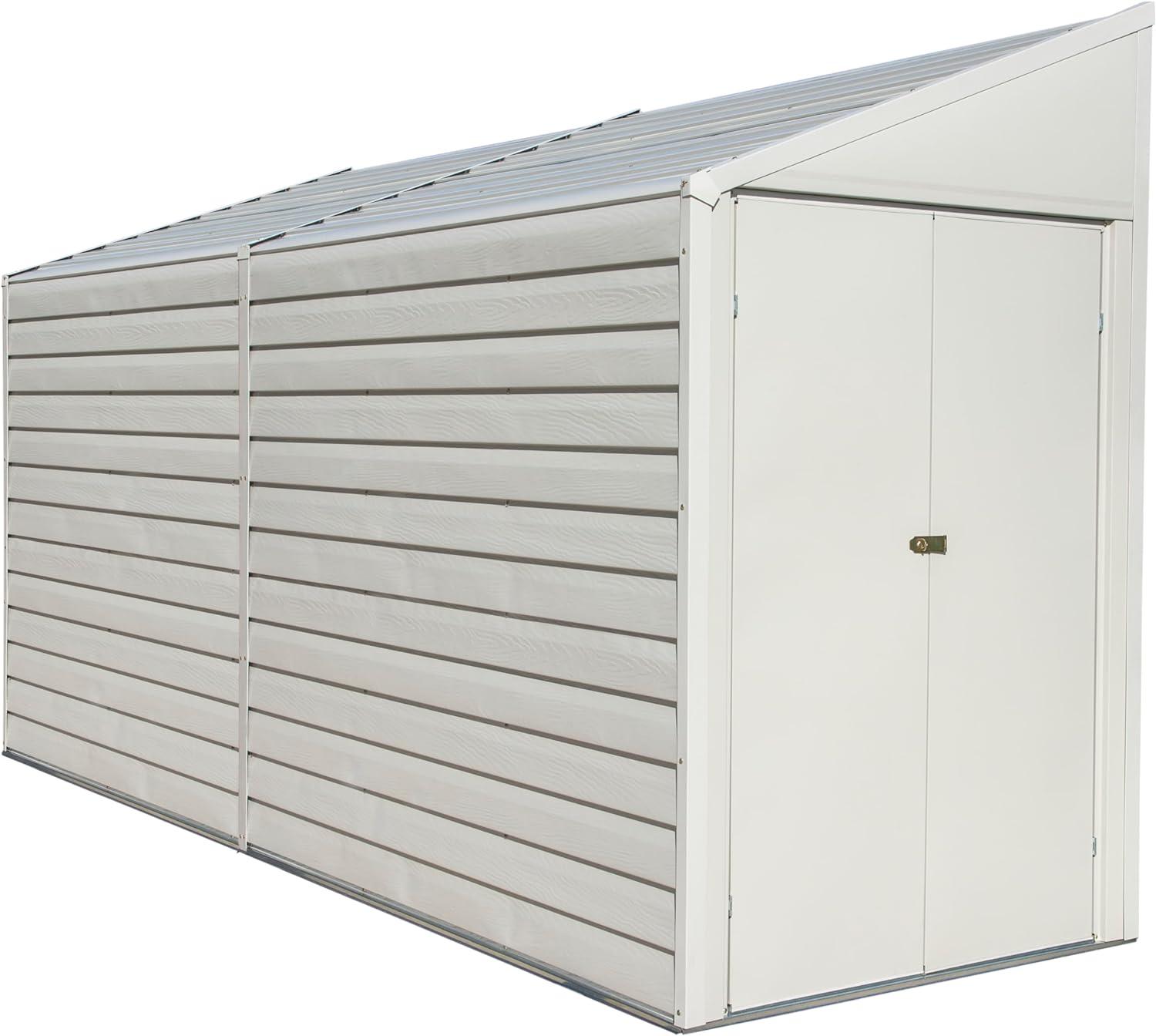 Yardsaver® 4 x 10 ft Steel Storage Shed Pent Roof Eggshell