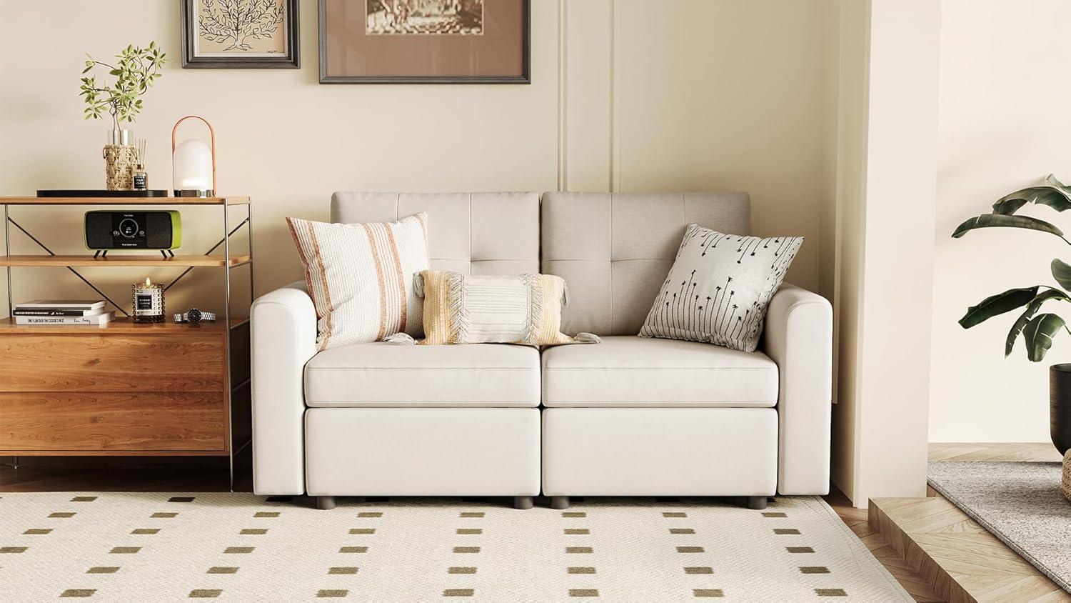 LINSY HOME Oversized Modular Cloud Sectional Sofa, RUBIK III 7 Seat Storage Couches and Sofas, Sectional Couches for Living Room with Reversible Chaises, Beige