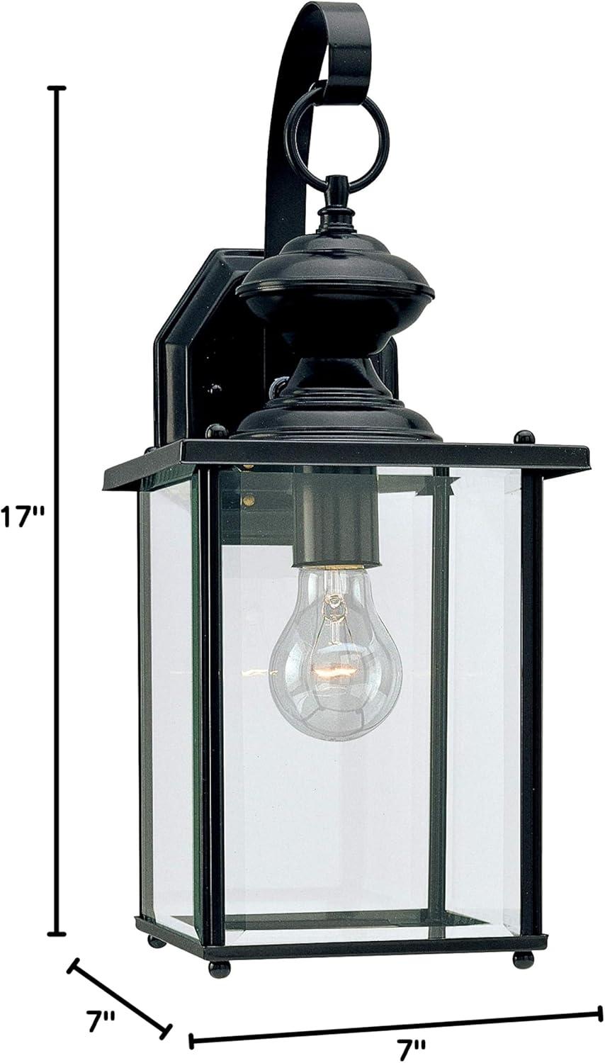 Black Clear Glass Traditional Outdoor Wall Lantern