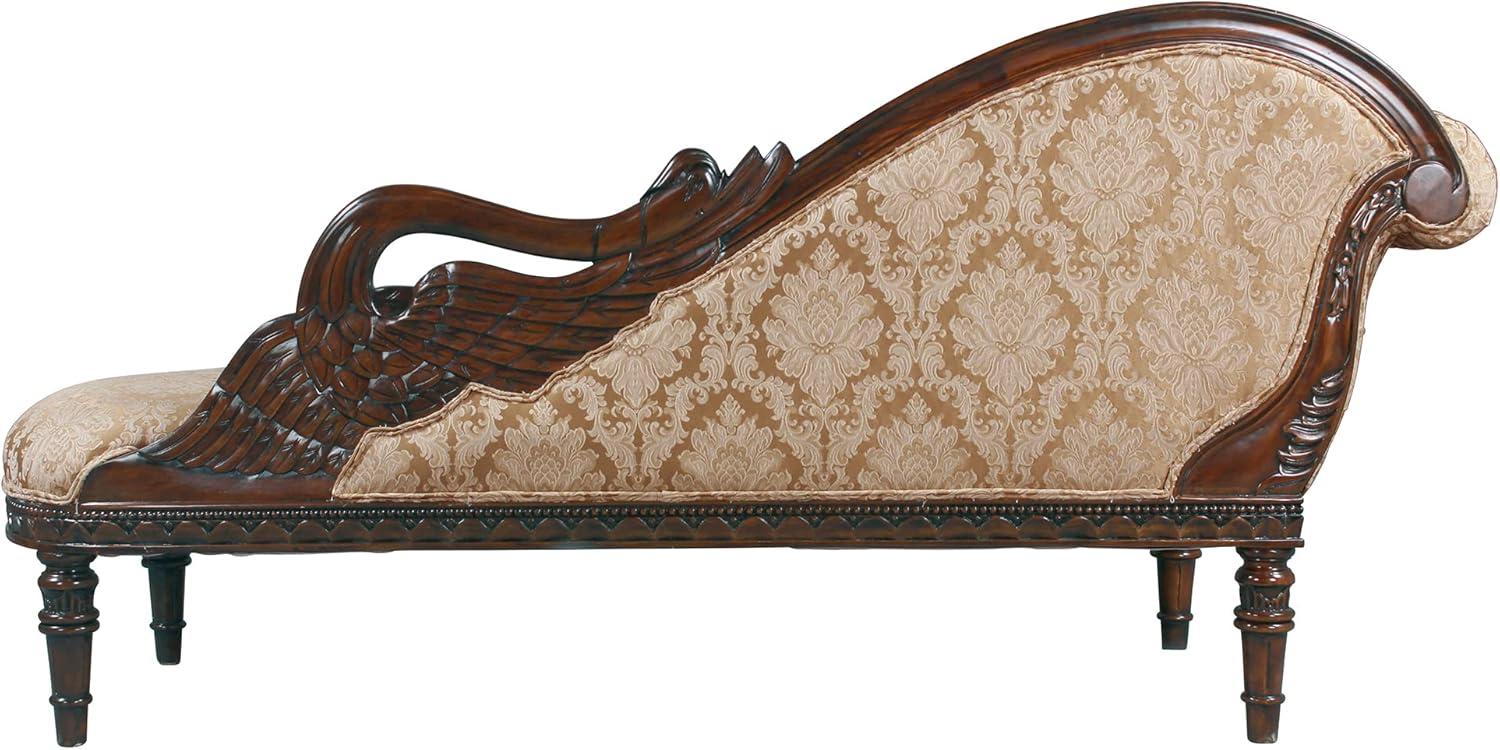 Victorian Swan Motif Hand-Carved Mahogany Fainting Couch