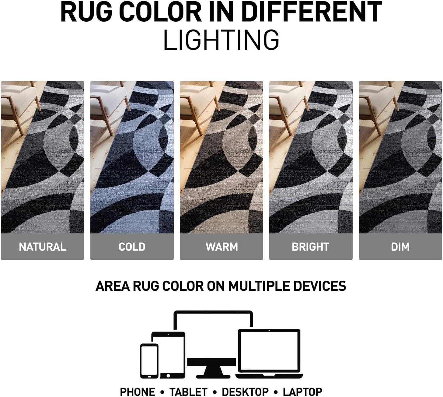 World Rug Gallery Geometric Circles Area Rug - Gray 2'7"x8'