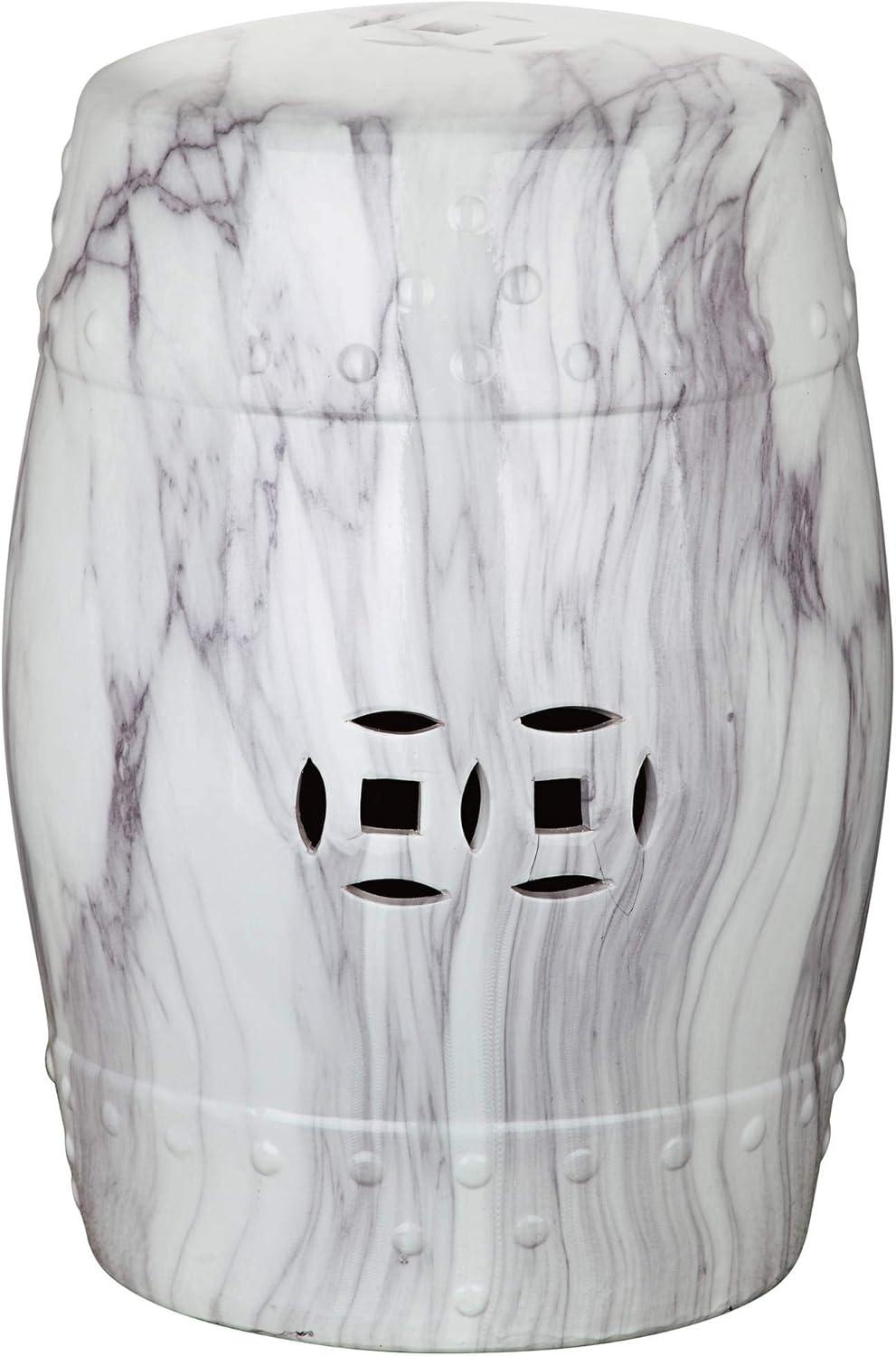 Jade Swirl Ceramic Garden Stool - White -  Safavieh.