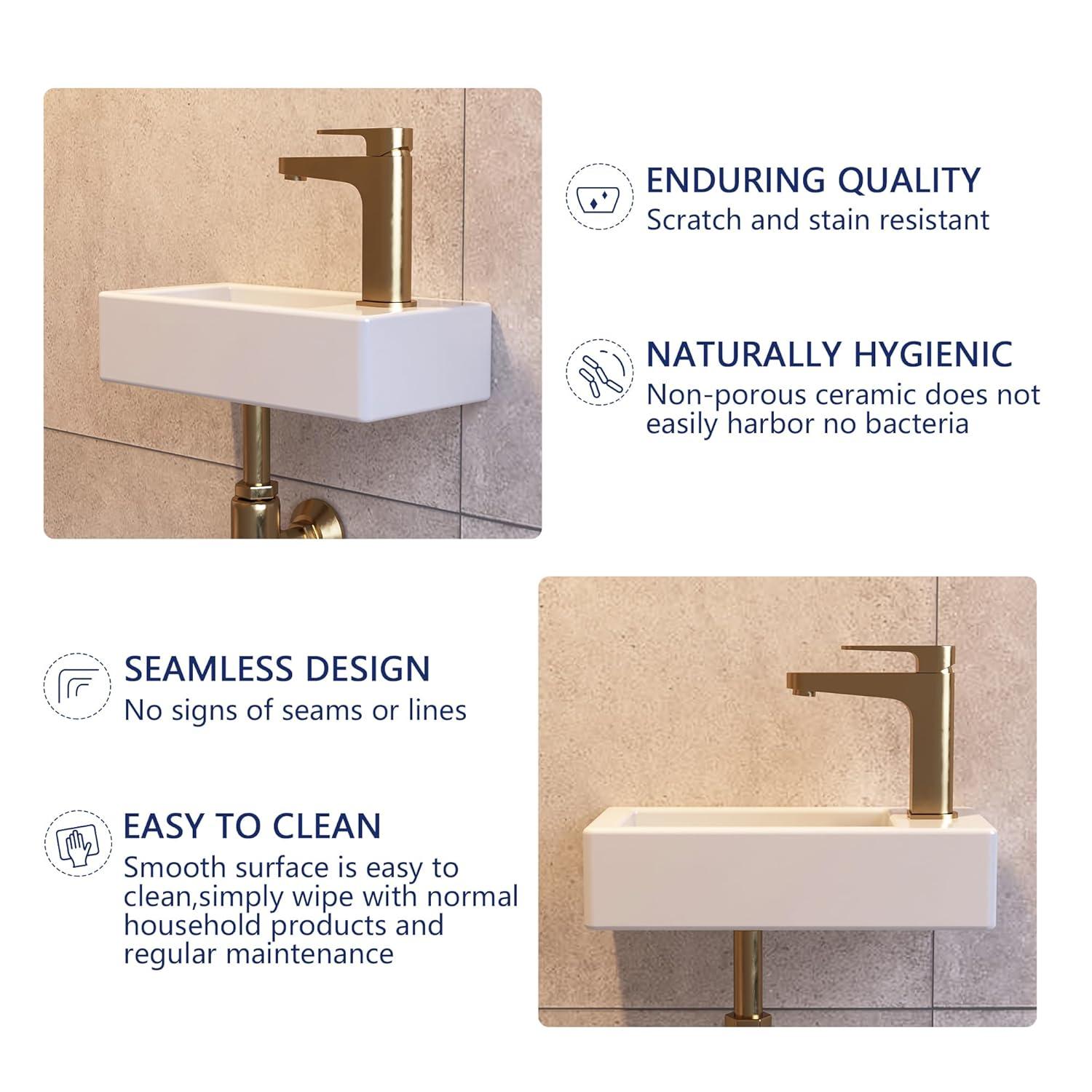 DeerValley DV-1V081R White Ceramic Rectangular 7'' Wall Mount Bathroom Sink