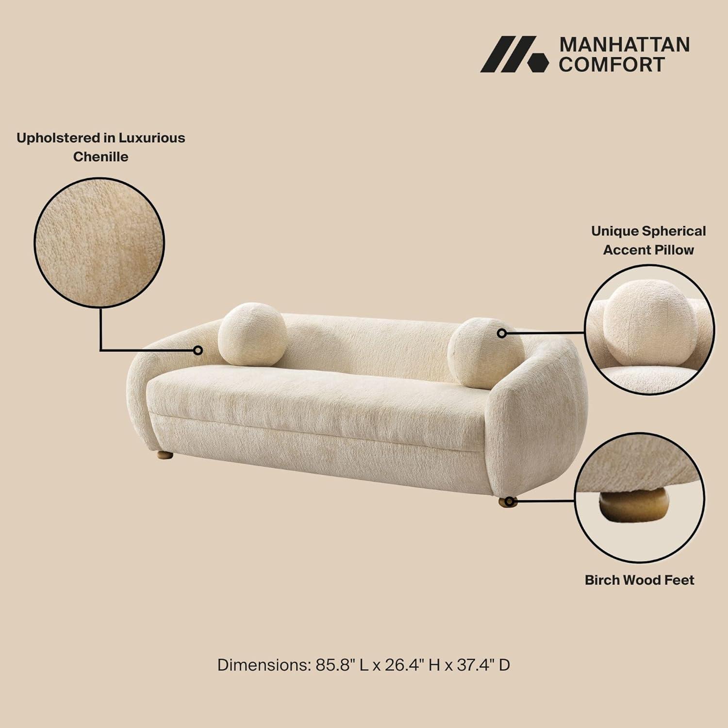 Manhattan Comfort 85.8" Tribeca Modern Chenille Upholstered Sofa