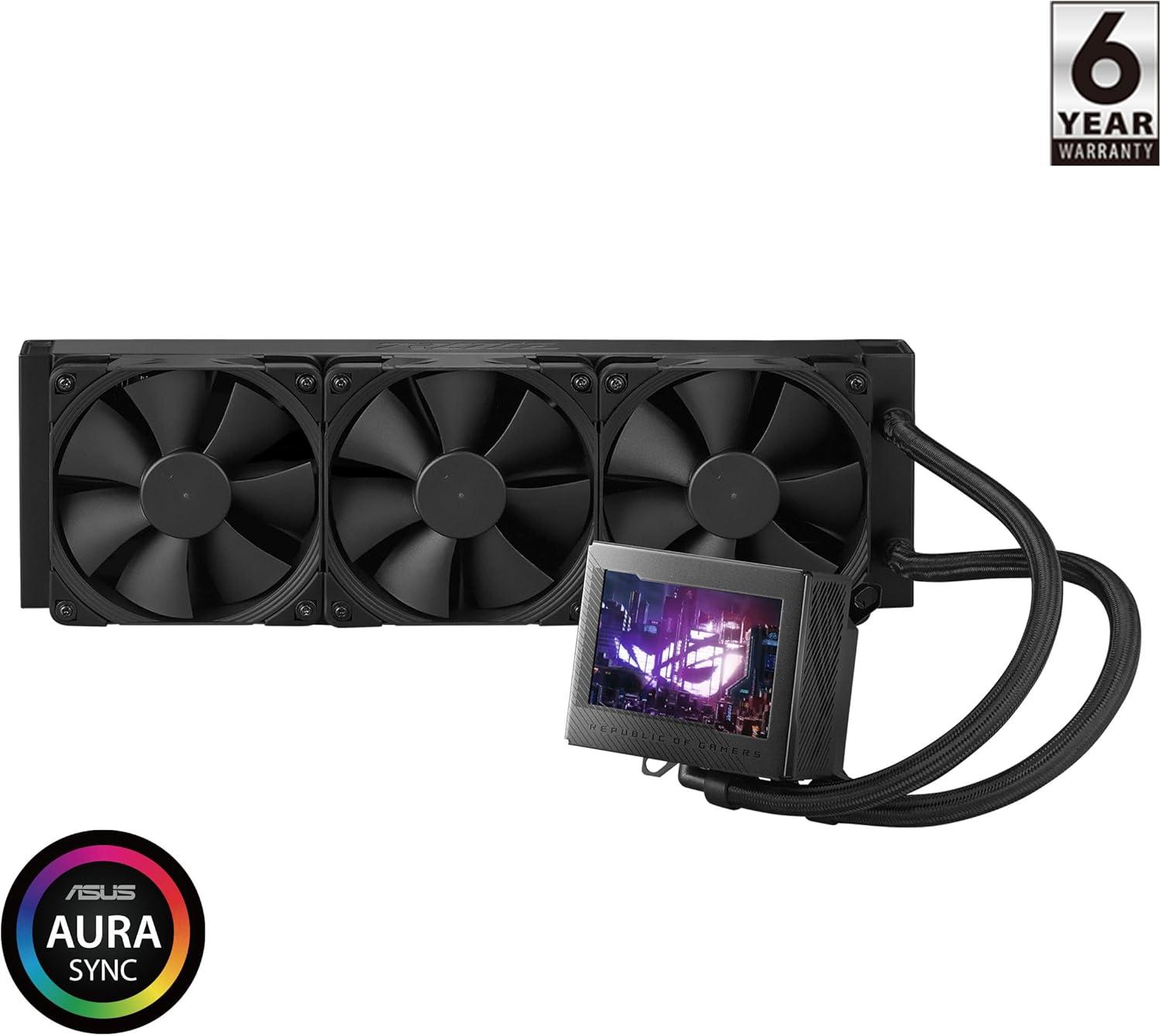 Black 360mm Liquid CPU Cooler with LCD and Noctua Fans