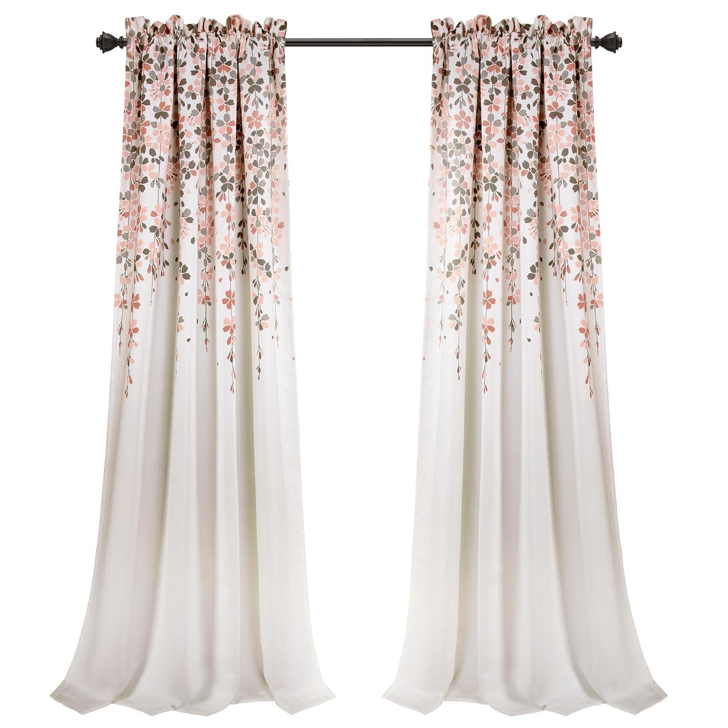 Lush Decor Weeping Flowers Floral Room Darkening Thermal Rod Pocket Curtain Panels (Set of 2)