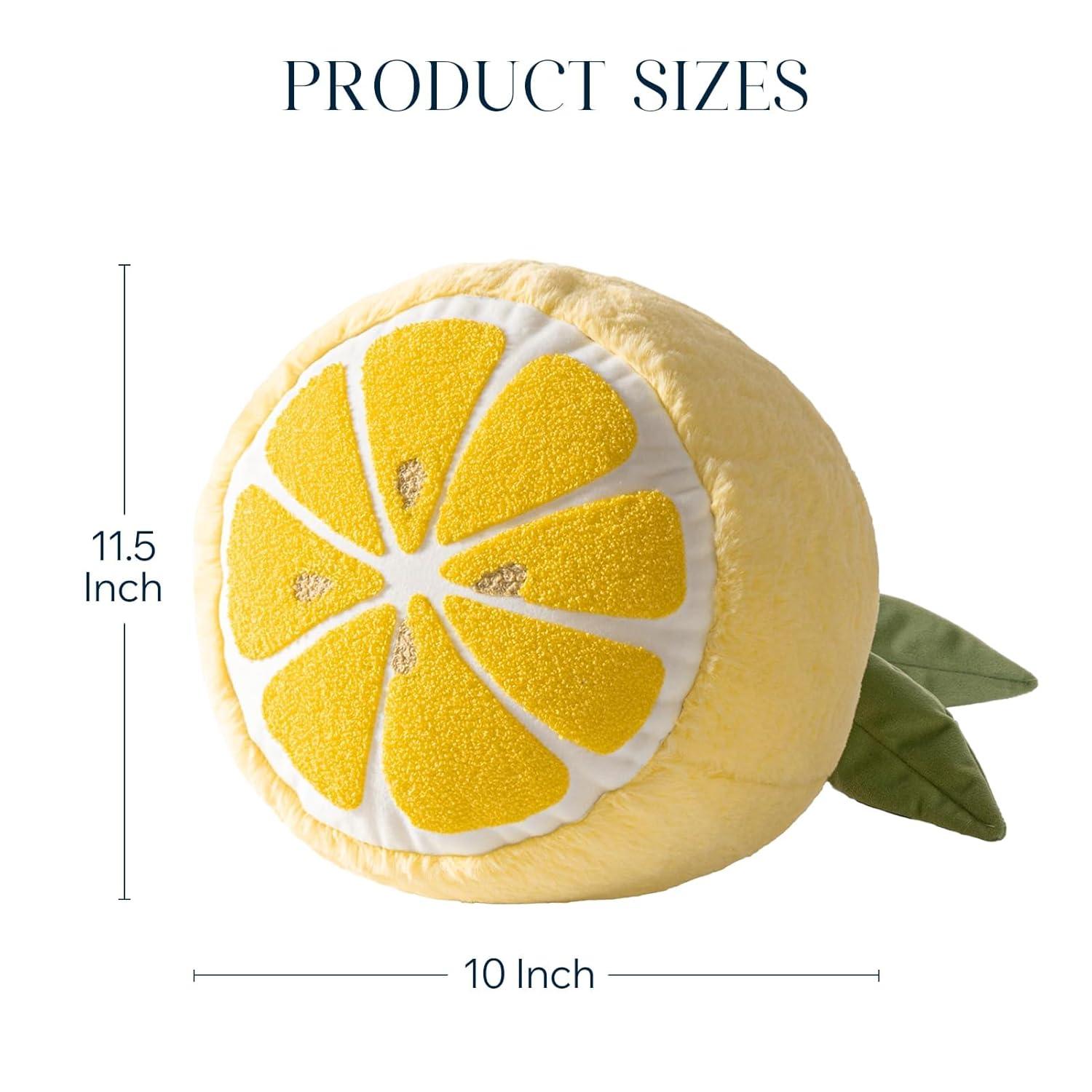 Phantoscope Fruit Shaped Pillows Series Lemon Shaped Throw Pillow, Fun Home Decor of Fruit Themed Shaped Cushions, Decorative Shaped Pillow for Couch Bed and Chair, Yellow, 10 x11.5 inches