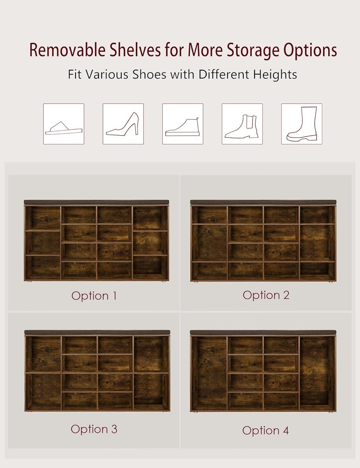 Shoe Organizer for Entryway, Storage Bench with Cushion