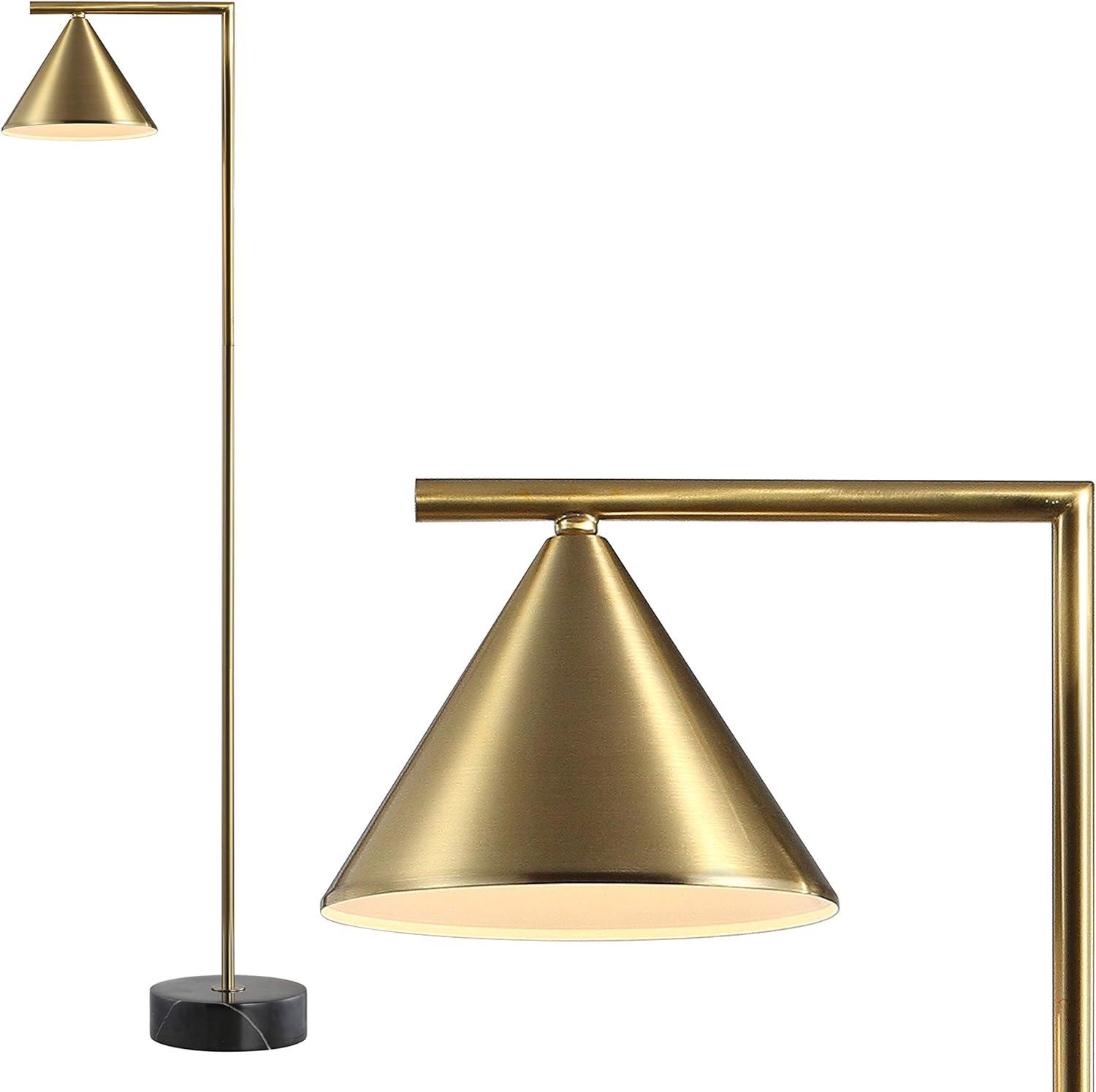 Chelsea 60" Brass and Black Metal Floor Lamp with Marble Base