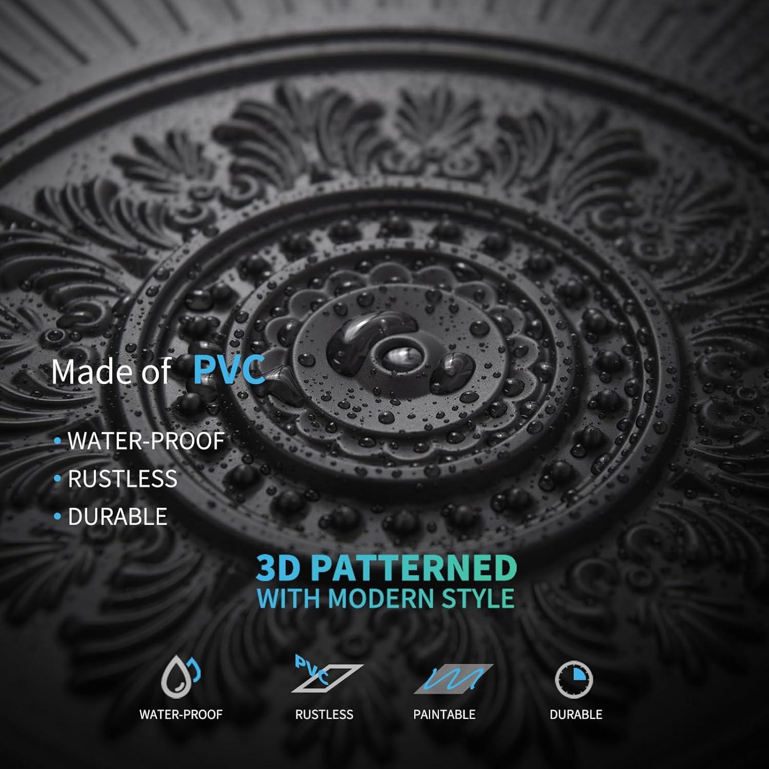 Art3d 12-Pack Drop Ceiling Tiles 2x2 FT, Decorative Easy Install PVC Ceiling Panels for Interior Kitchen Bathroom Basement, 24x24 Inch, Black