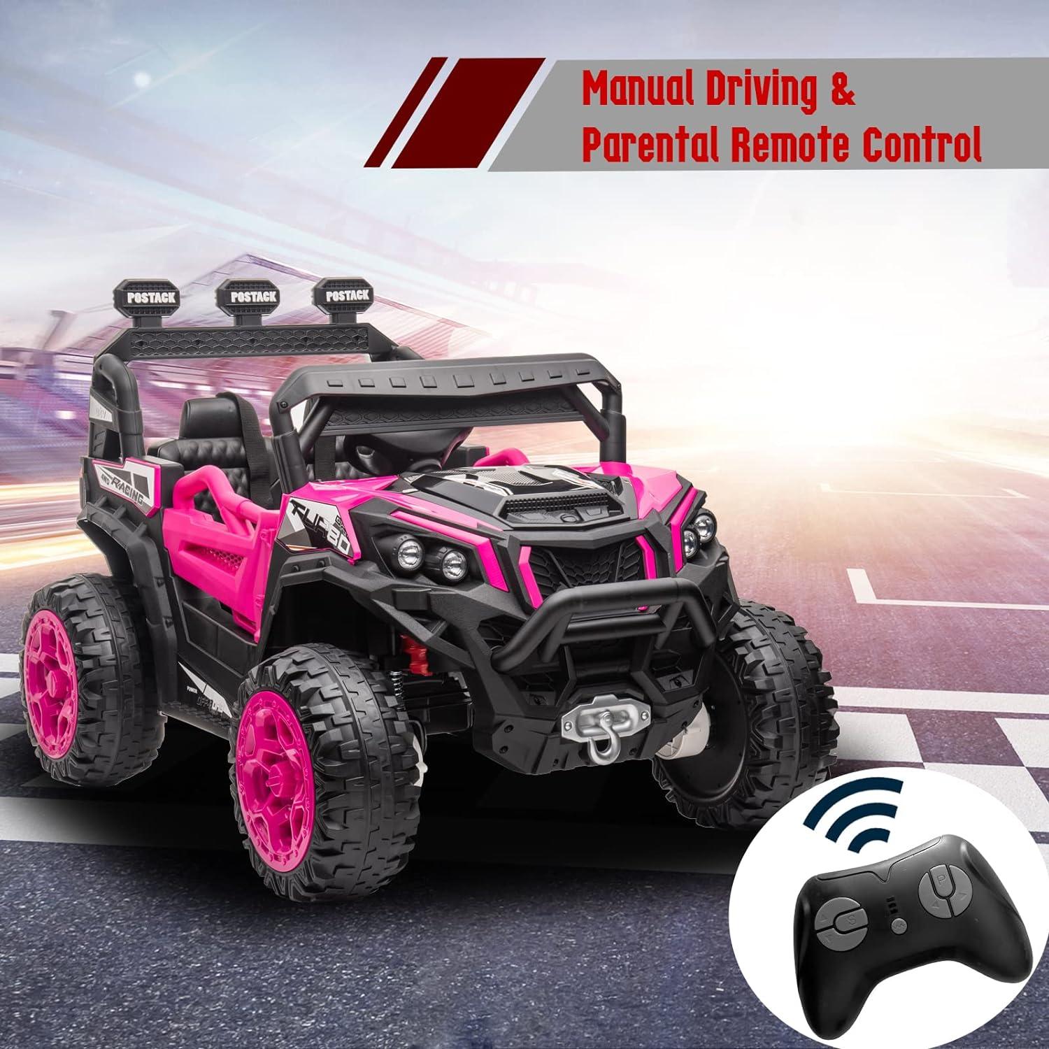 24V Kids Ride on Toy , 2WD Electric Ride on Car for Kids with Remote Control, Bluetooth,and Music, Pink