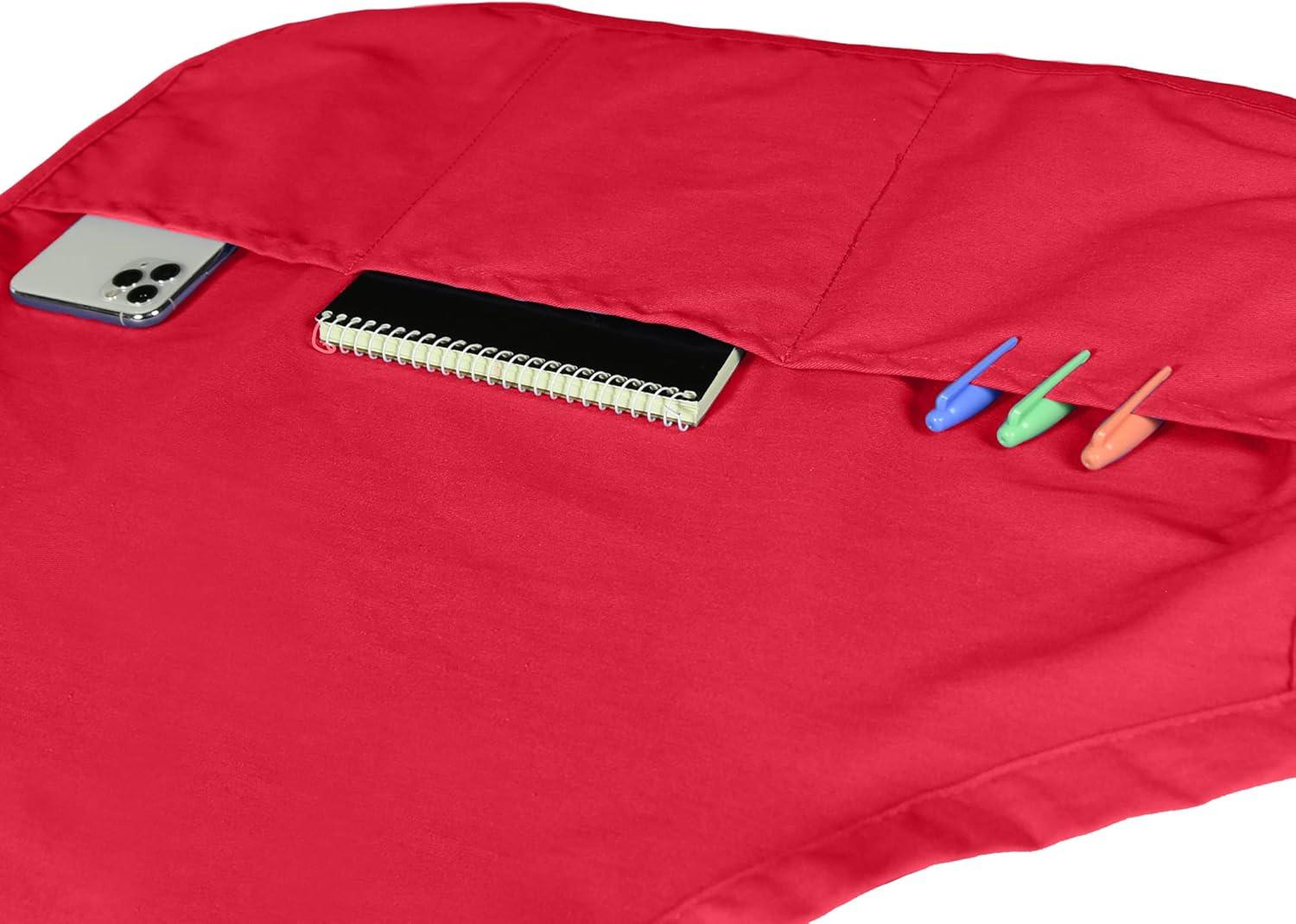 Dalix Waist Aprons Commercial Restaurant Home Bib Spun Poly Cotton Kitchen (3 Pockets) in Royal Blue