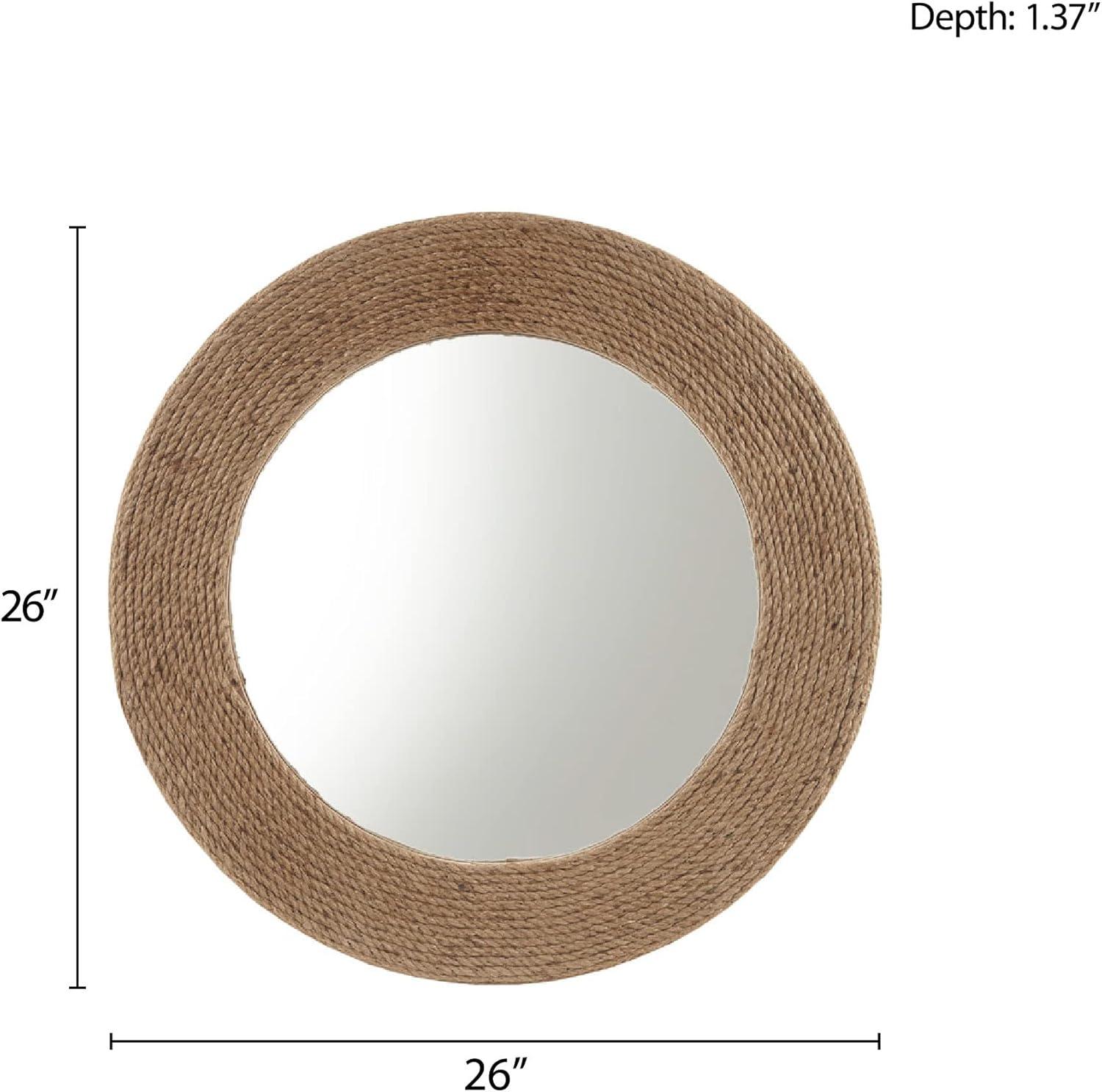 Coastal Charm Natural Jute Rope 26" Round Wall Mirror