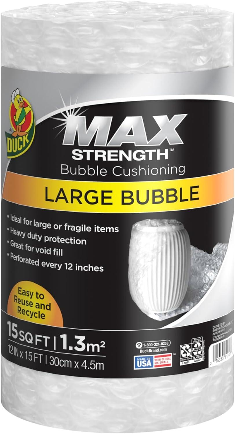 Duck Brand Large Clear Bubble Wrap Cushioning Roll