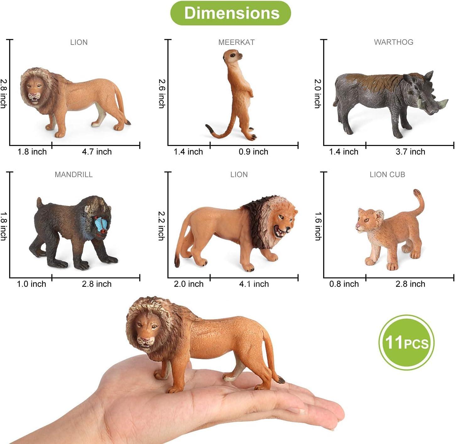 Volnau Animal Toys Figurines Africa Figures Zoo Pack For Kids Christmas Birthday Gift Lion Jungle Forest King Sets