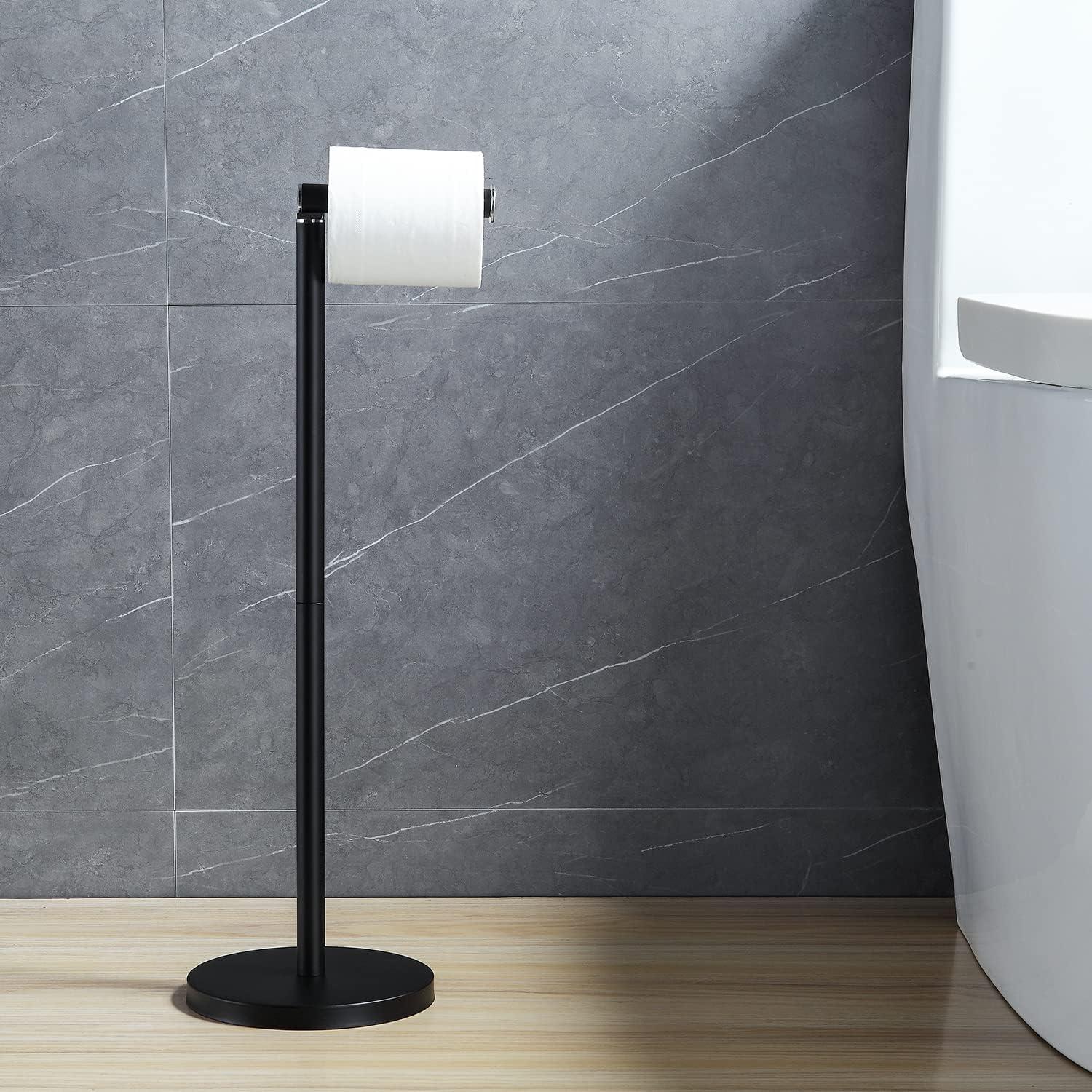 Matte Black Stainless Steel Freestanding Toilet Paper Holder