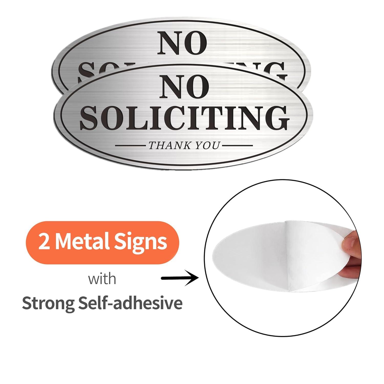 No Soliciting Sign For Front Door, (2 Pack) Self-Adhesive 7 x 3 Inches Seriously Don't Make it Weird Aluminum Metal Signs