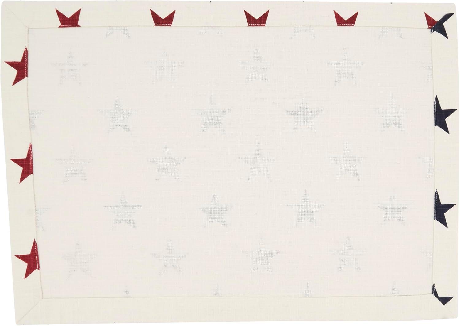 Saro Lifestyle Americana Stars Placemat (Set of 4), Red, 14"x20"