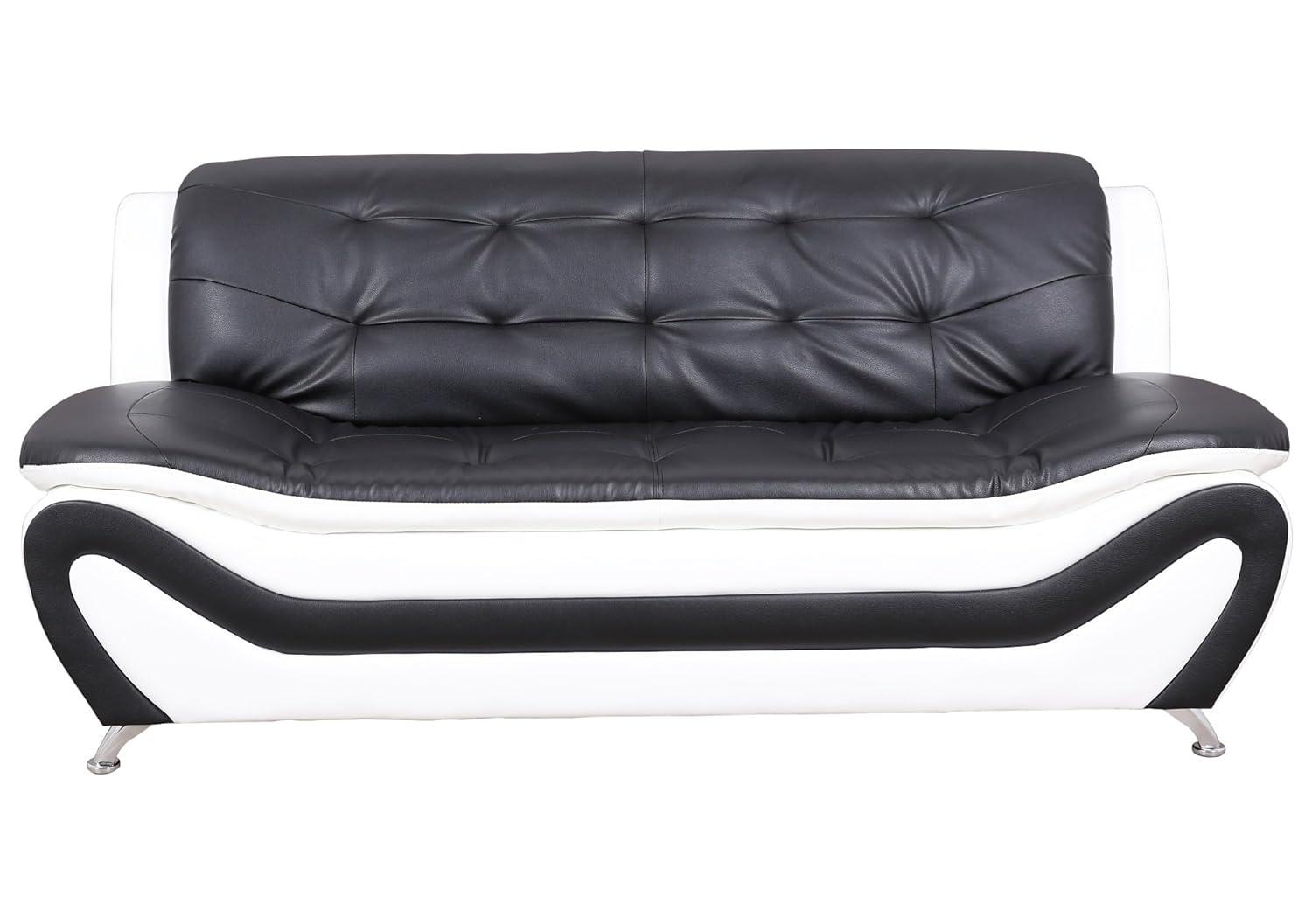 PonLiving Furniture 3 Piece Aldo Modern Sofa Set, Black & White Golden Coast Furniture 3 Piece Aldo Modern Sofa Set, Black & White