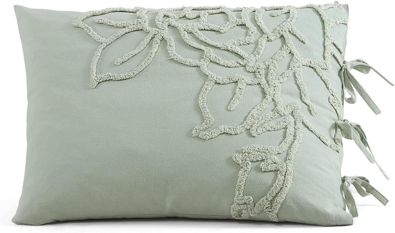 Peri Home 3pc King Chenille Rose Comforter Set Green: Bedding, Floral Pattern, Machine Washable