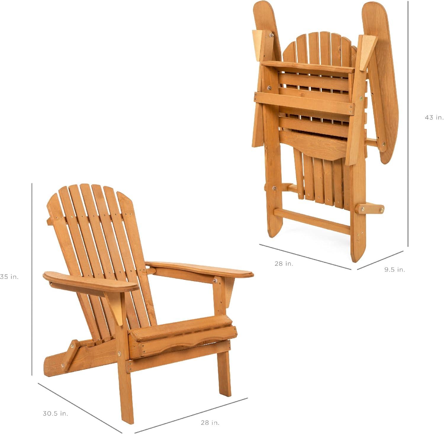 Best Choice Products Folding Adirondack Chair Outdoor, Wooden Accent Lounge Furniture w/ 350lb Capacity