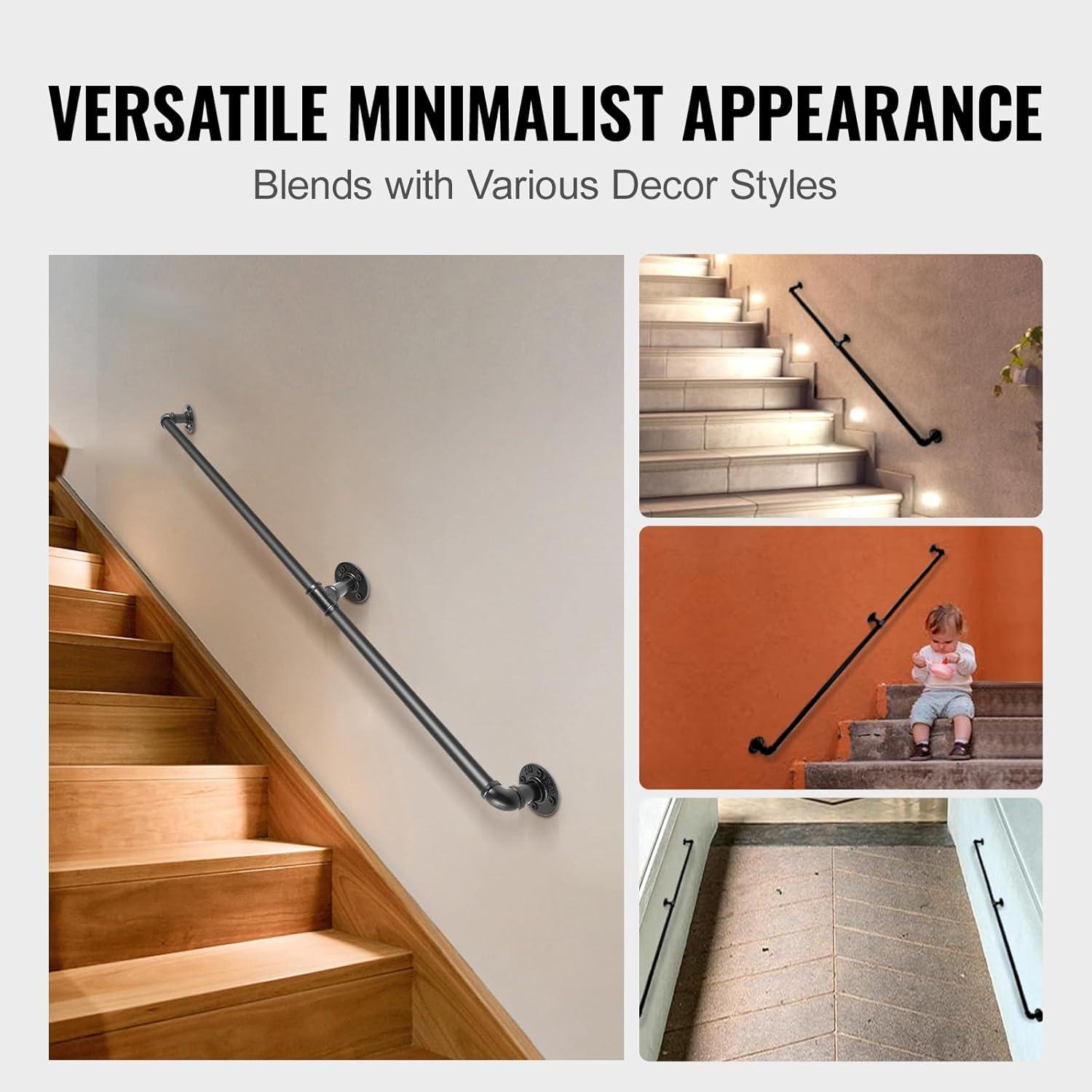 Matte Black PVC and Stainless Steel Stair Handrail