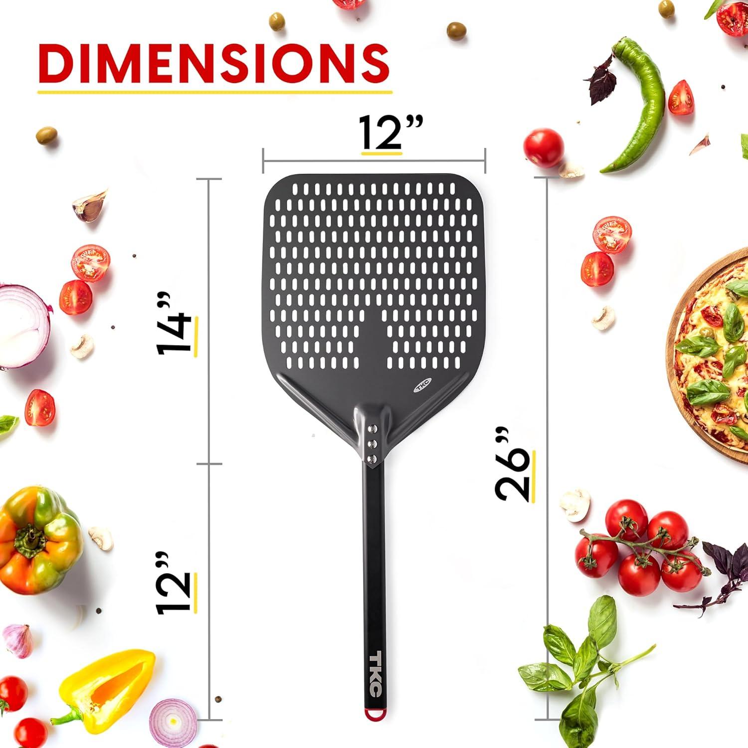 Professional Aluminum Non-Stick Perforated Pizza Peel Set