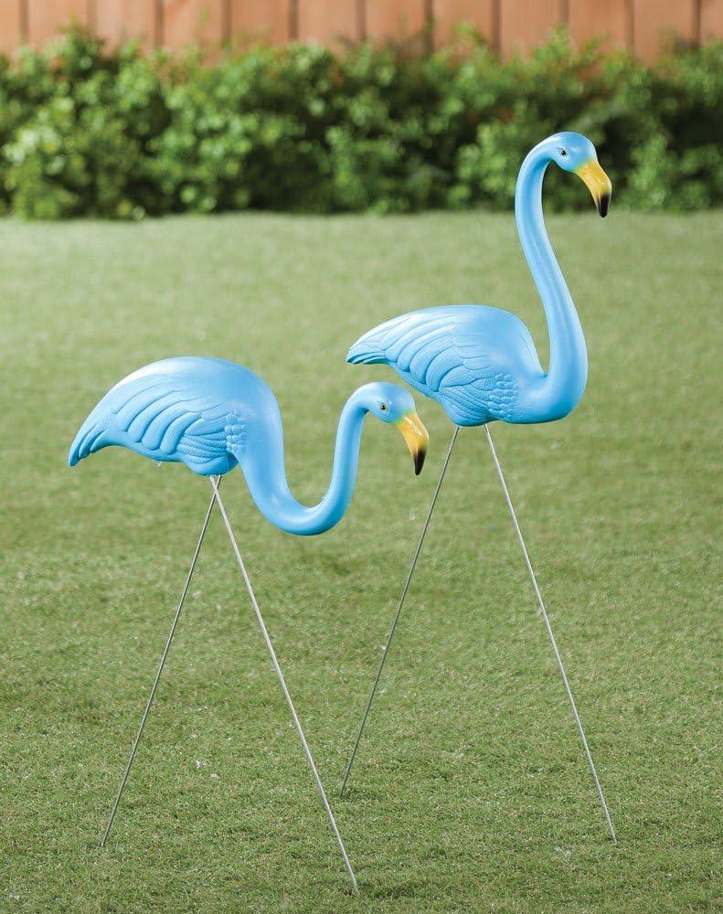 Union Products Featherstone Flamingo Yard Lawn Ornaments, Set of 2, Blue