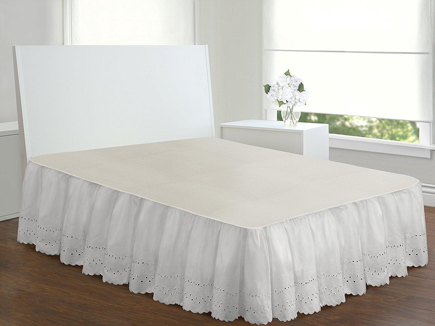 Fresh Ideas  Fresh Ideas Ruffled Eyelet Bed Skirt, 14" Drop Length & Reviews | Wayfair