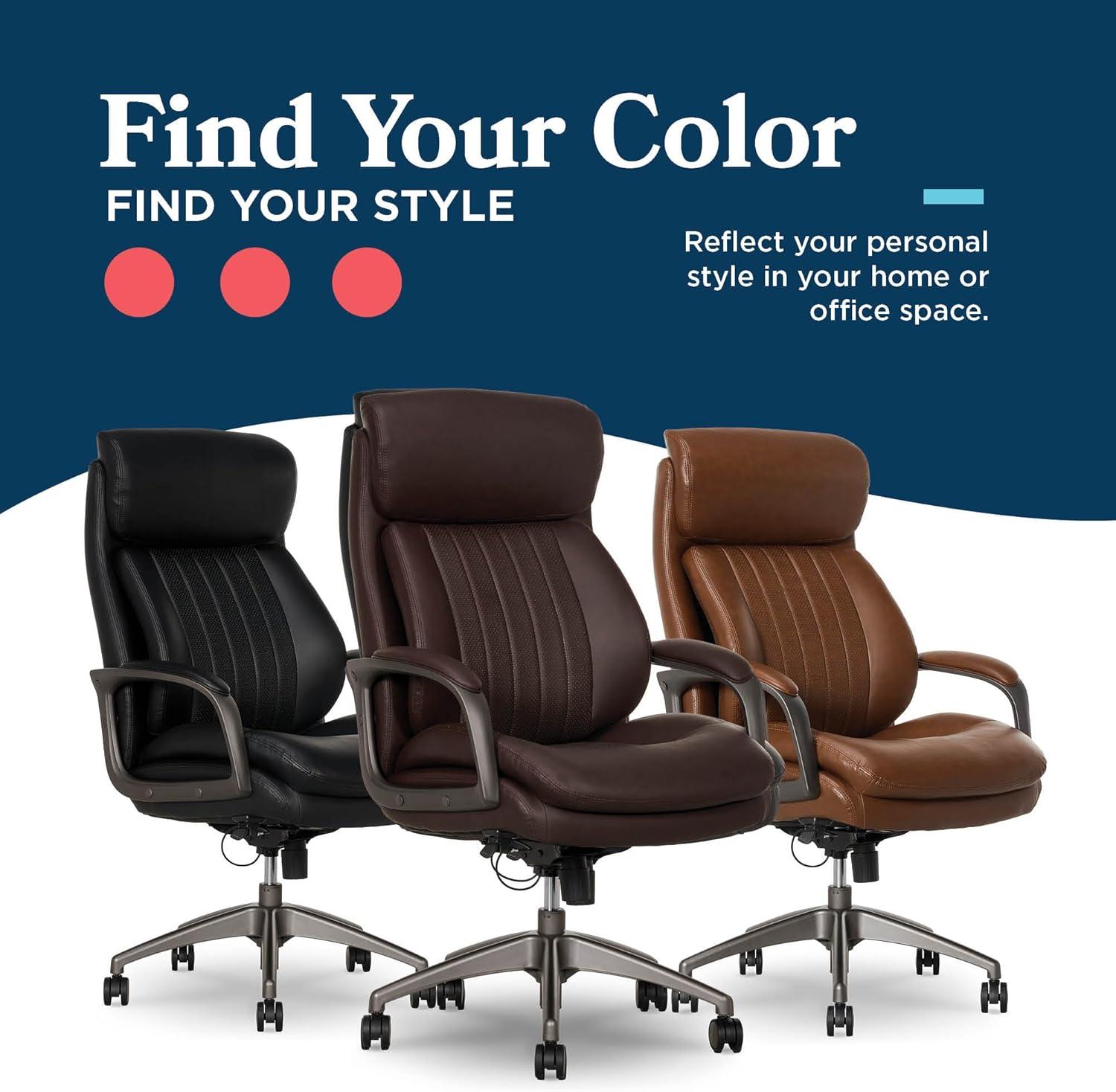 La-Z-Boy La-Z-Boy® Nova Executive Office Chair, Patented AIR Ergonomic Support Technology®, High-Back Premium Comfort & Support, Vegan PU Leather
