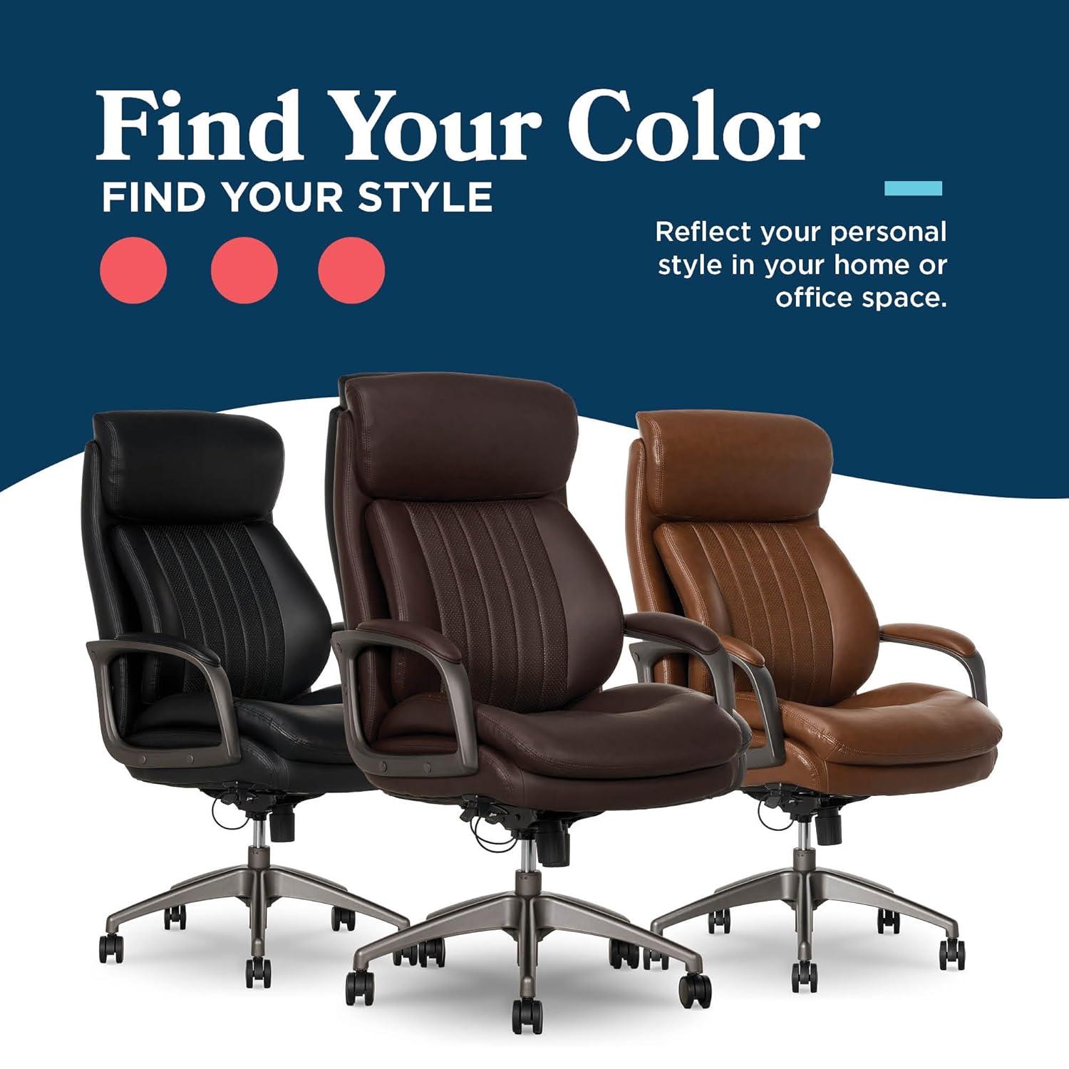 La-Z-Boy La-Z-Boy® Nova Executive Office Chair, Patented AIR Ergonomic Support Technology®, High-Back Premium Comfort & Support, Vegan PU Leather